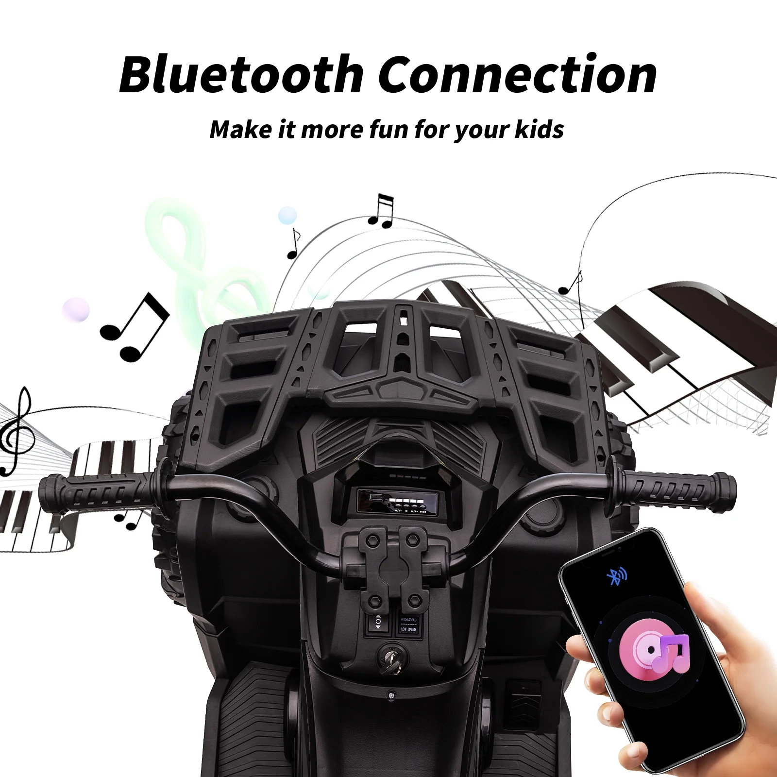 Hikiddo JC333 24V Ride on Toy, Kids ATV 4-Wheeler with 400W Motor, 2 Seater - Black - Womvr