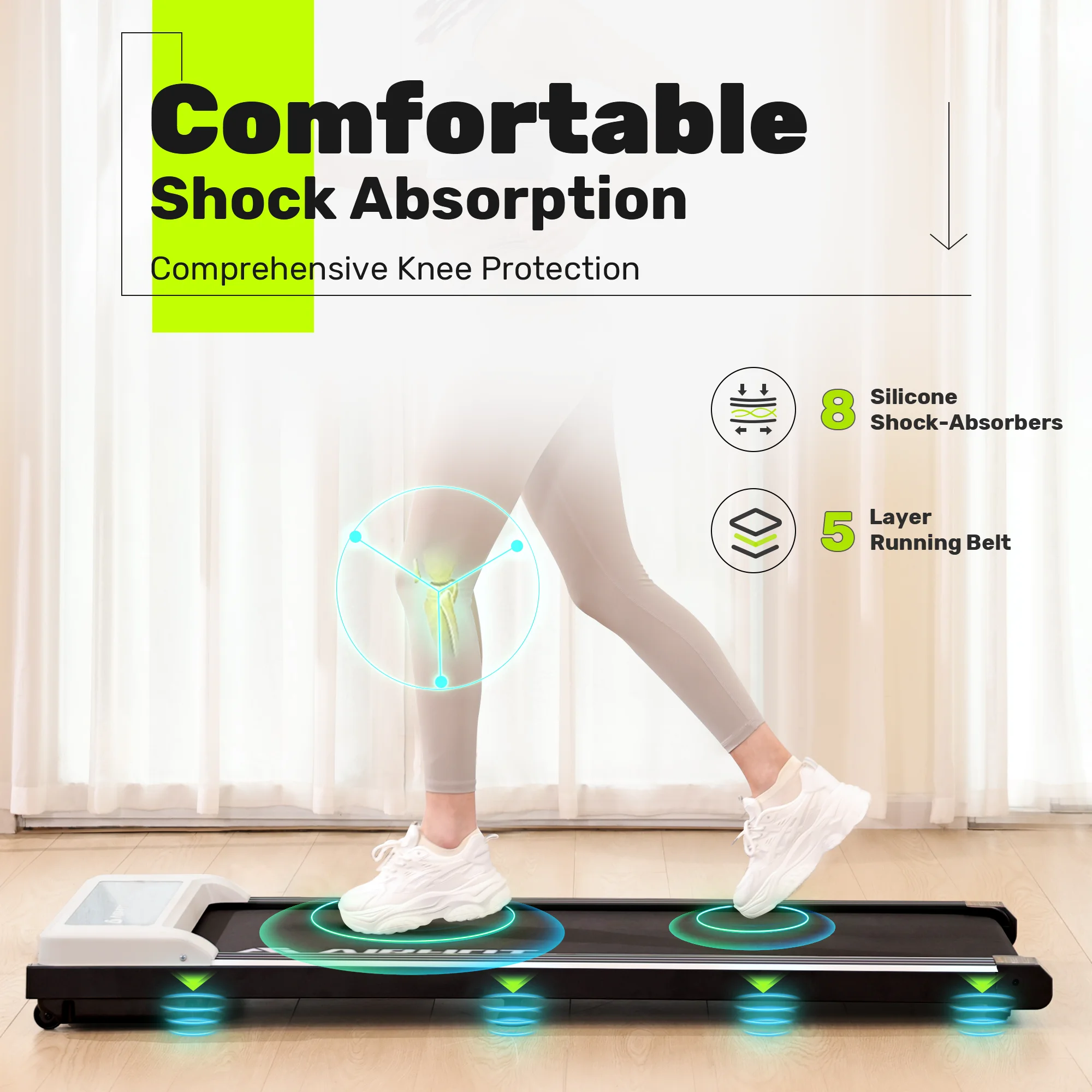 CoolHut 2.5Hp Walking Pad, Walking Area 2 in 1 Under Desk Treadmill,300lb Walking Treadmill with Remote Control and LED Display, Quiet, Compact & Small Treadmill for Home & Office, Black - Womvr