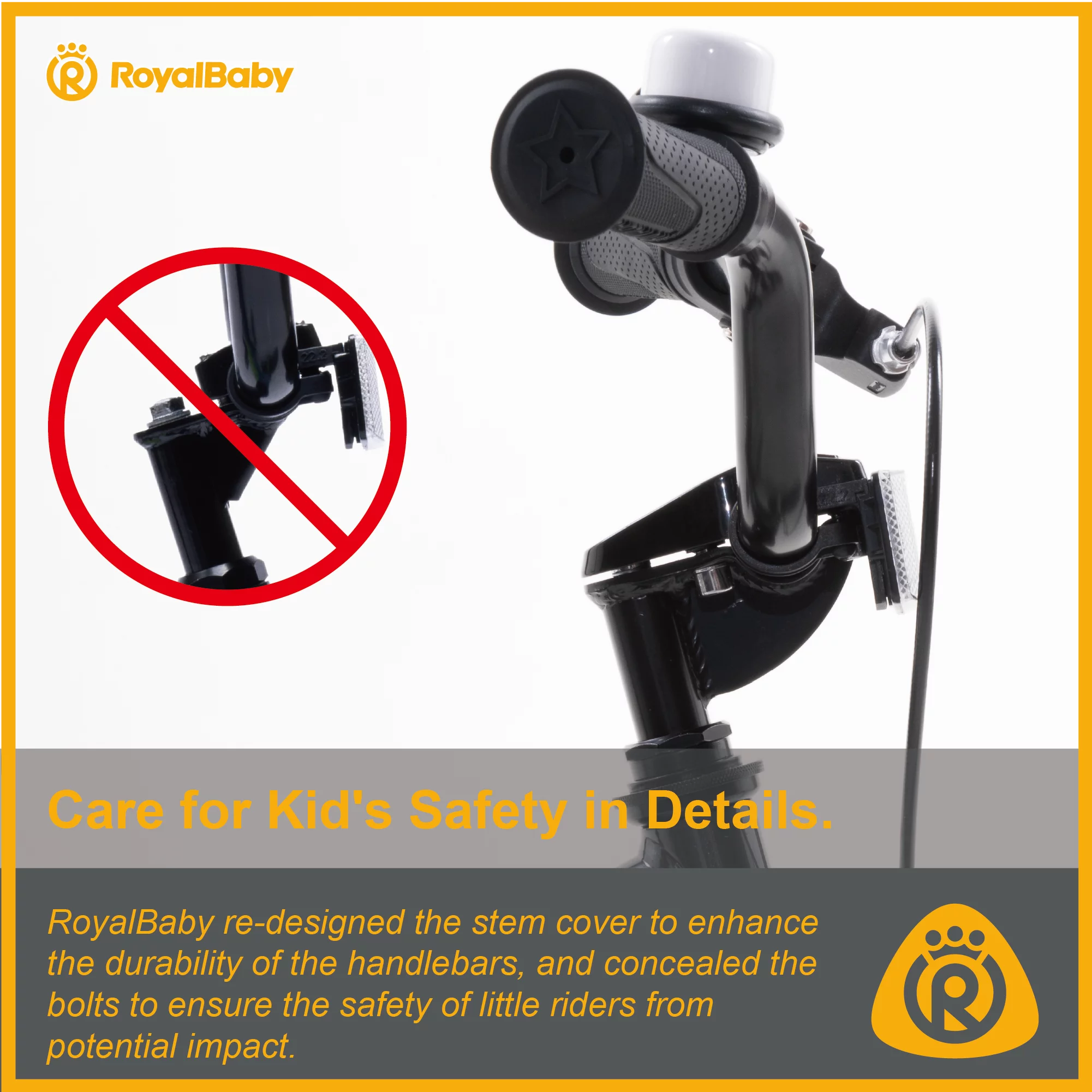 Royalbaby Boys Girls Kids Bike 12 In BMX Freestyle Black 2 Hand Brakes Bicycles with Training Wheels Child Bicycle - Womvr