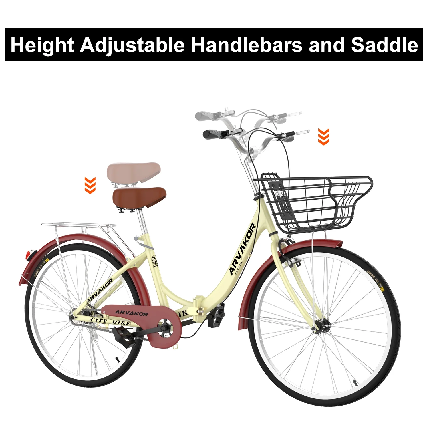 ARVAKOR 26 Inch Women Bike, Classic Bicycle Retro Bicycle, Cruiser Bike, Beige - Womvr