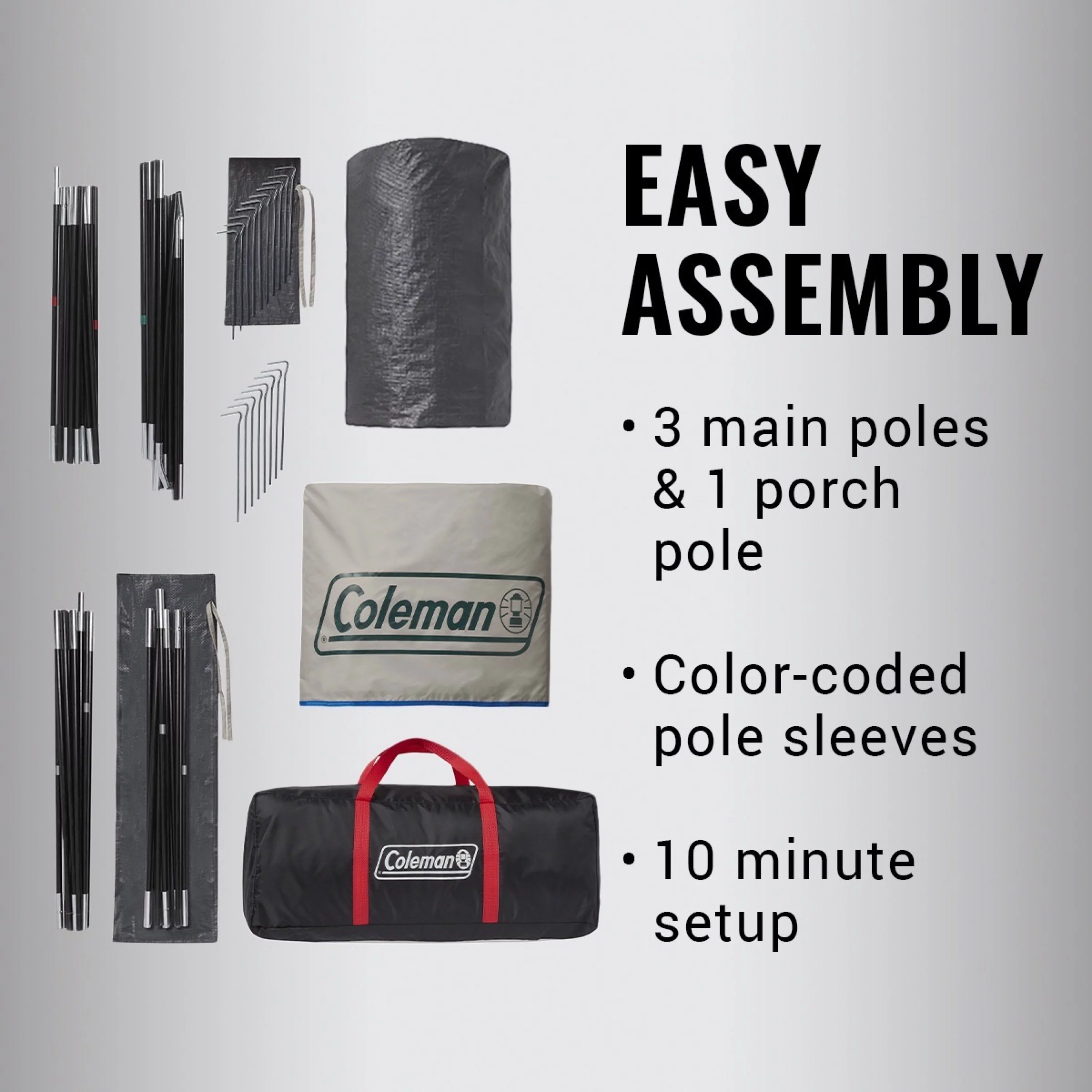 Coleman 4-Person Cabin Tent with Enclosed Screen Porch, Evergreen - Womvr