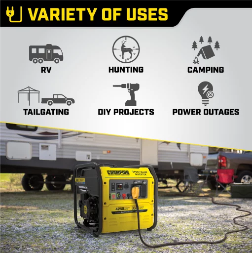 Champion Power Equipment 4250-Watt RV Ready Open Frame Gasoline Inverter Generator - Womvr