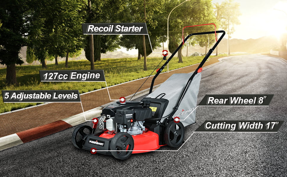 PowerSmart DB8617P 17 in. 3-in-1 Gas Push Lawn Mower - Womvr