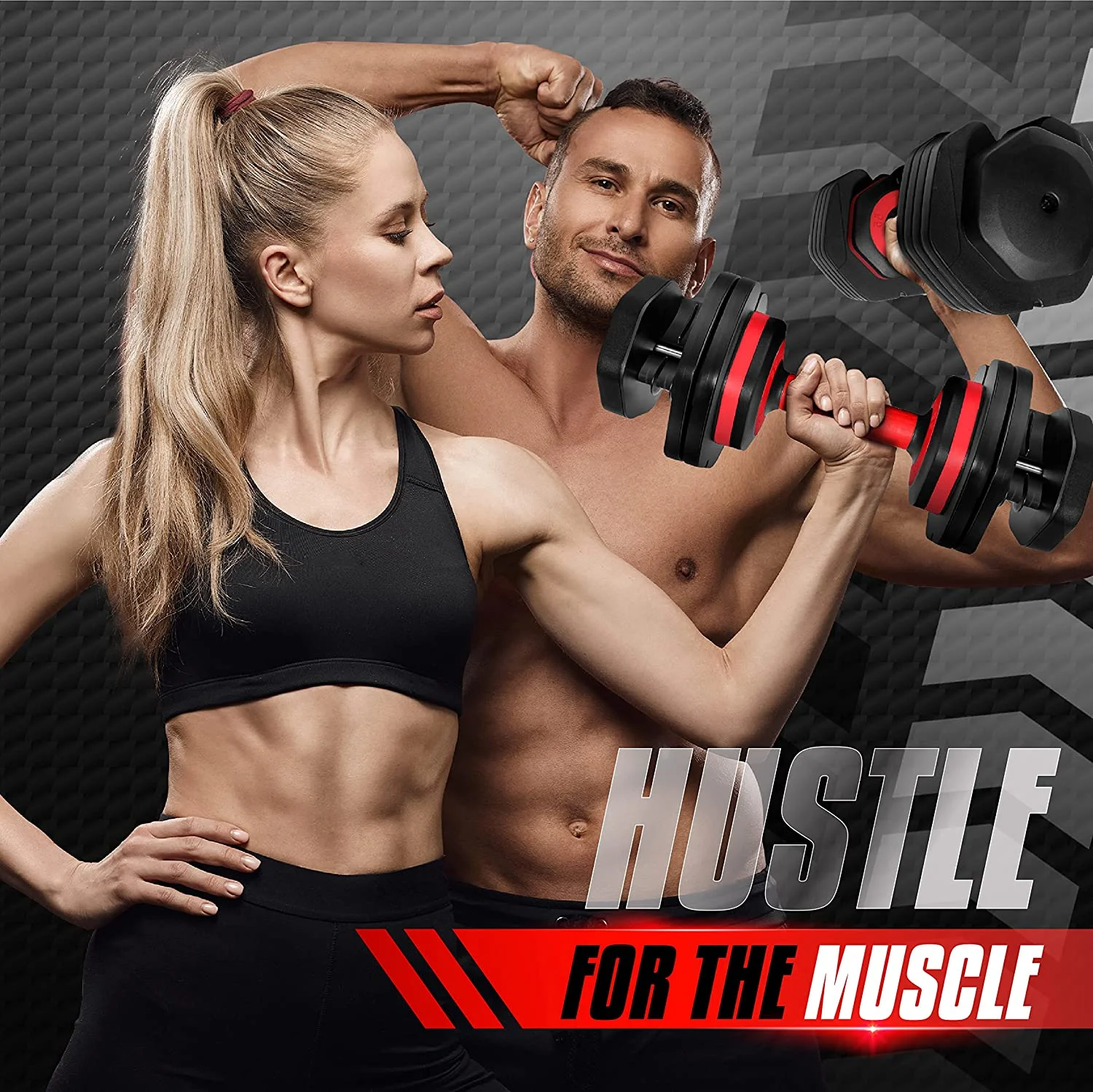 Yes4All 55lbs Adjustable Dumbbell, Quick Select 15-55 Red, Pair - Womvr