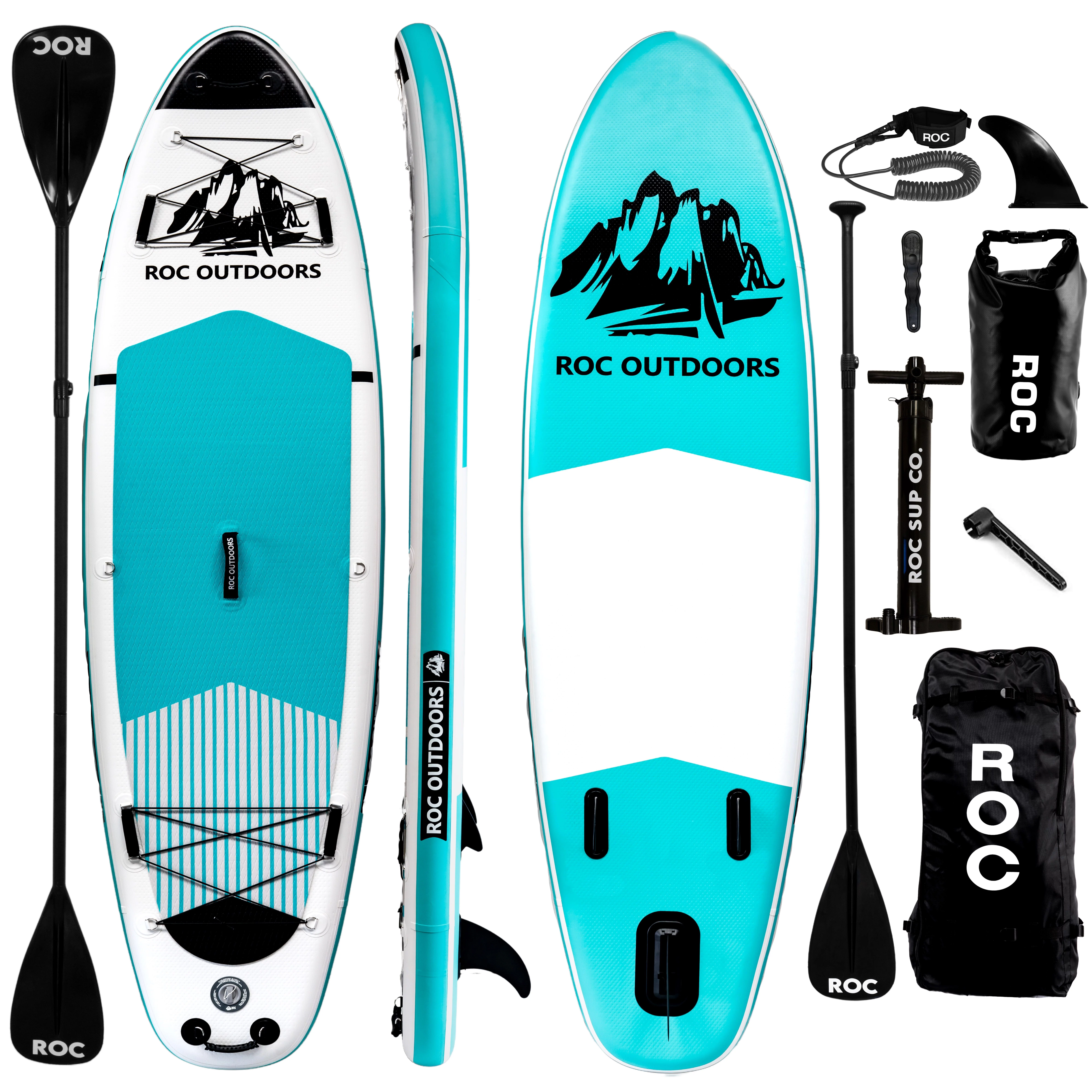 Roc Inflatable Stand Up Paddle Board with Premium sup Accessories & Backpack, Non-Slip Deck, Waterproof Bag, Leash, Paddle and Hand Pump - Womvr