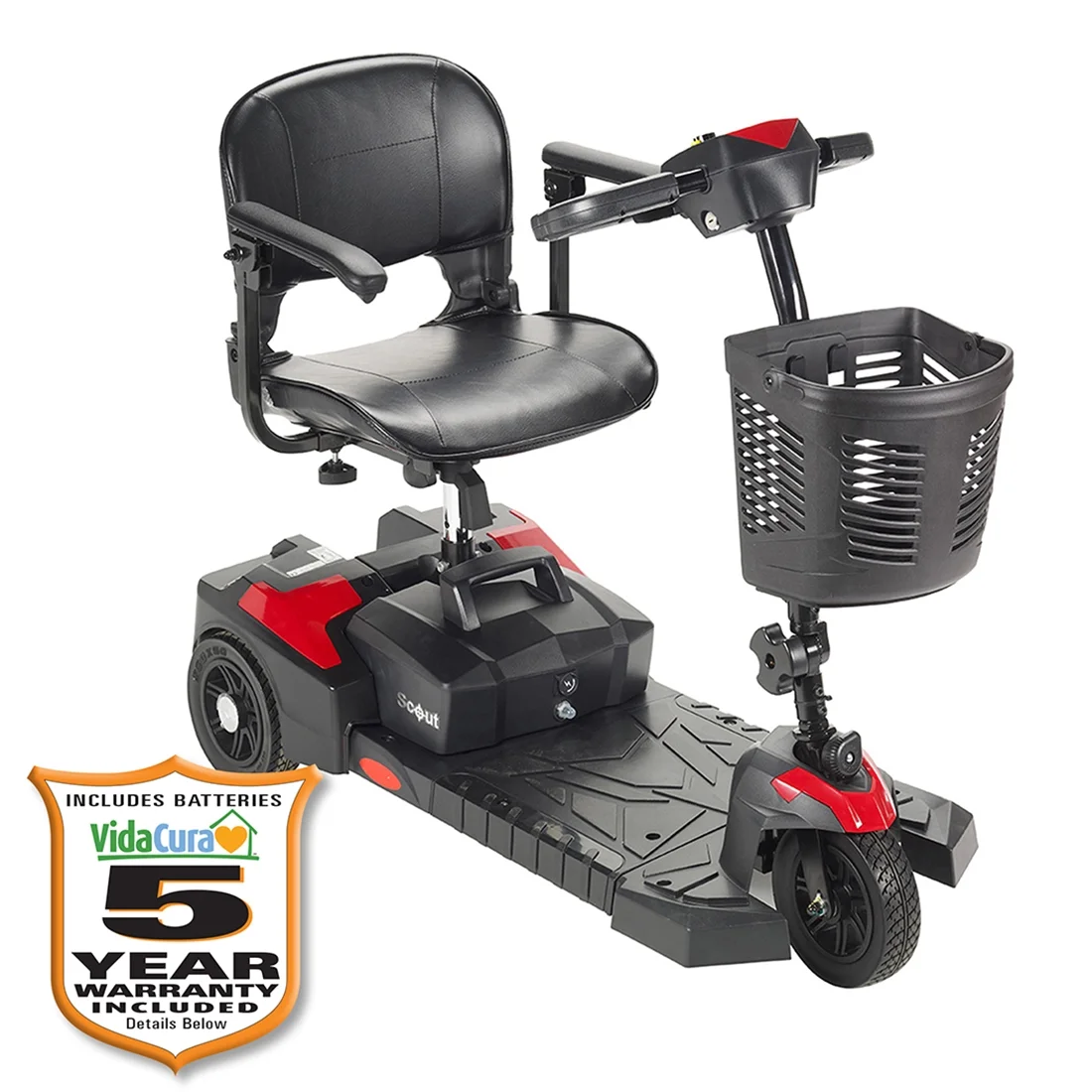 Drive Medical - Spitfire Scout 3 Transportable Mobility Scooter (12 AH Battery) Including Extended 5-Year Warranty - Womvr