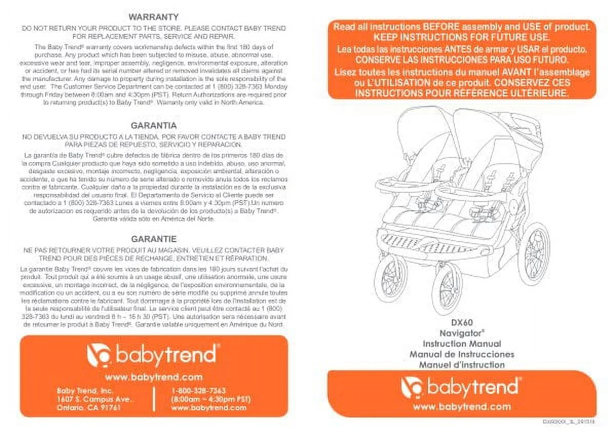 Baby Trend Navigator Double Jogger Stroller, Tropic - Womvr