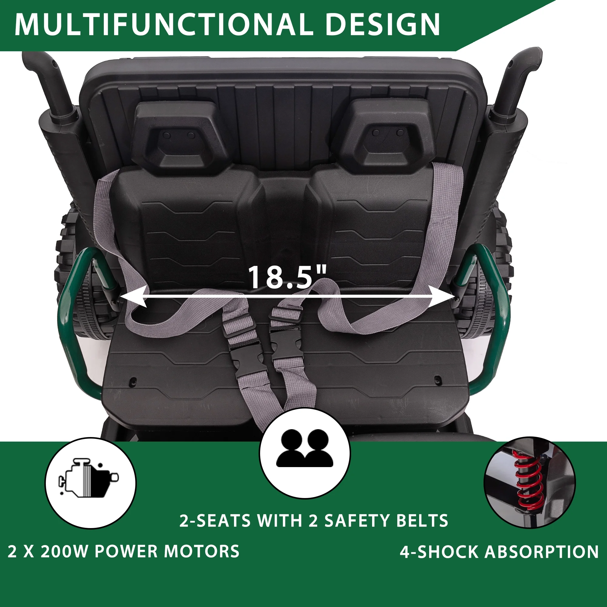 Hikiddo JC222 24V Ride on Toy, Kids Ride On Dump Truck 2 Seater with Remote - Womvr