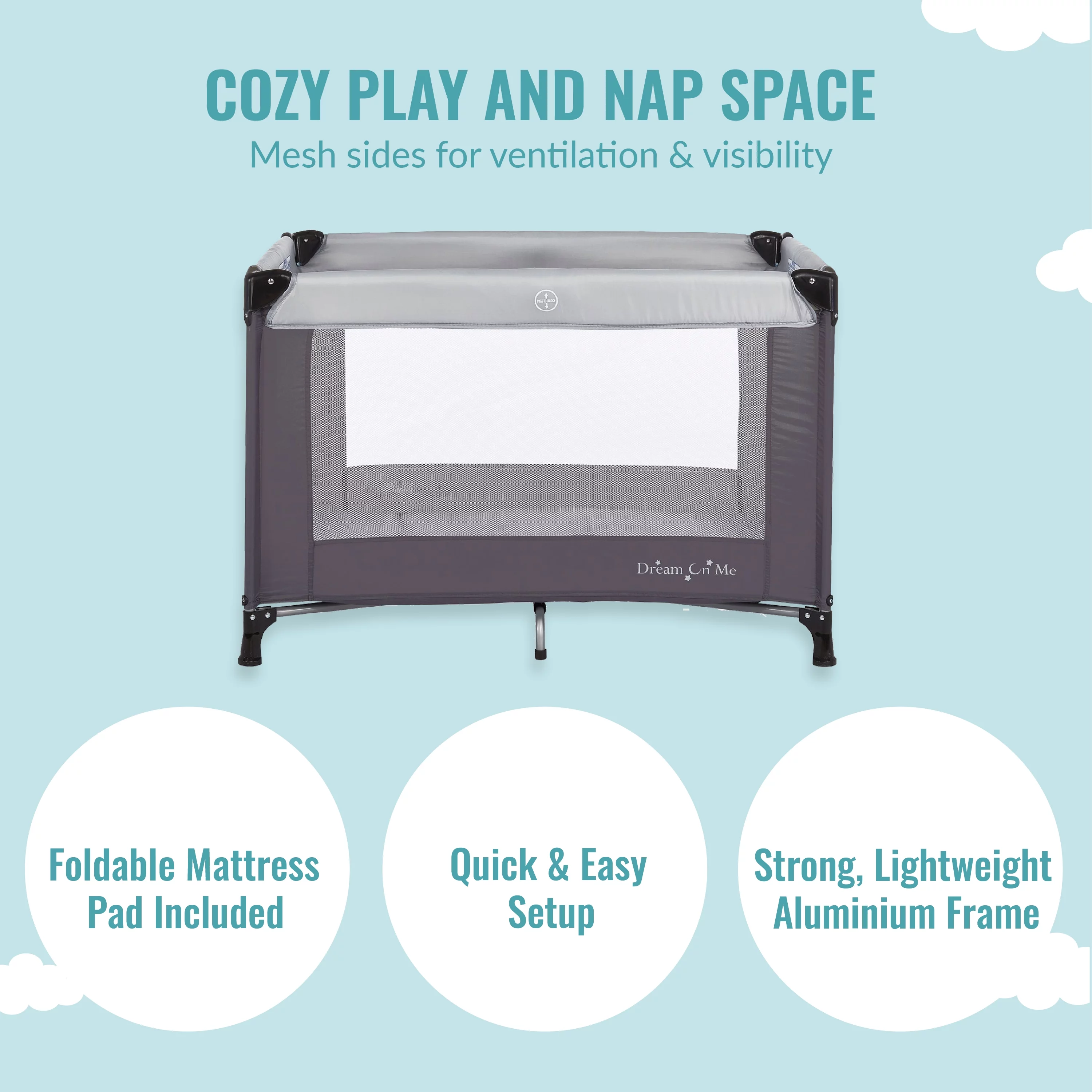 Dream On Me Nest Portable Play Yard with Carry Bag and Shoulder Strap, Pink - Womvr