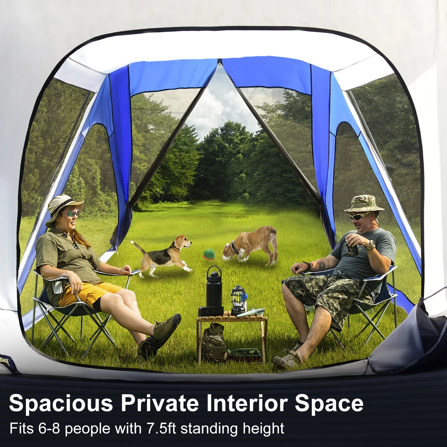 Slsy SUV Tent with Porch for Camping, 6-Person 10' x 10' Car Camping Tent w/ Screen House Room, Universal Waterproof SUV Camping Tent for Travel Camp Outdoor - Womvr