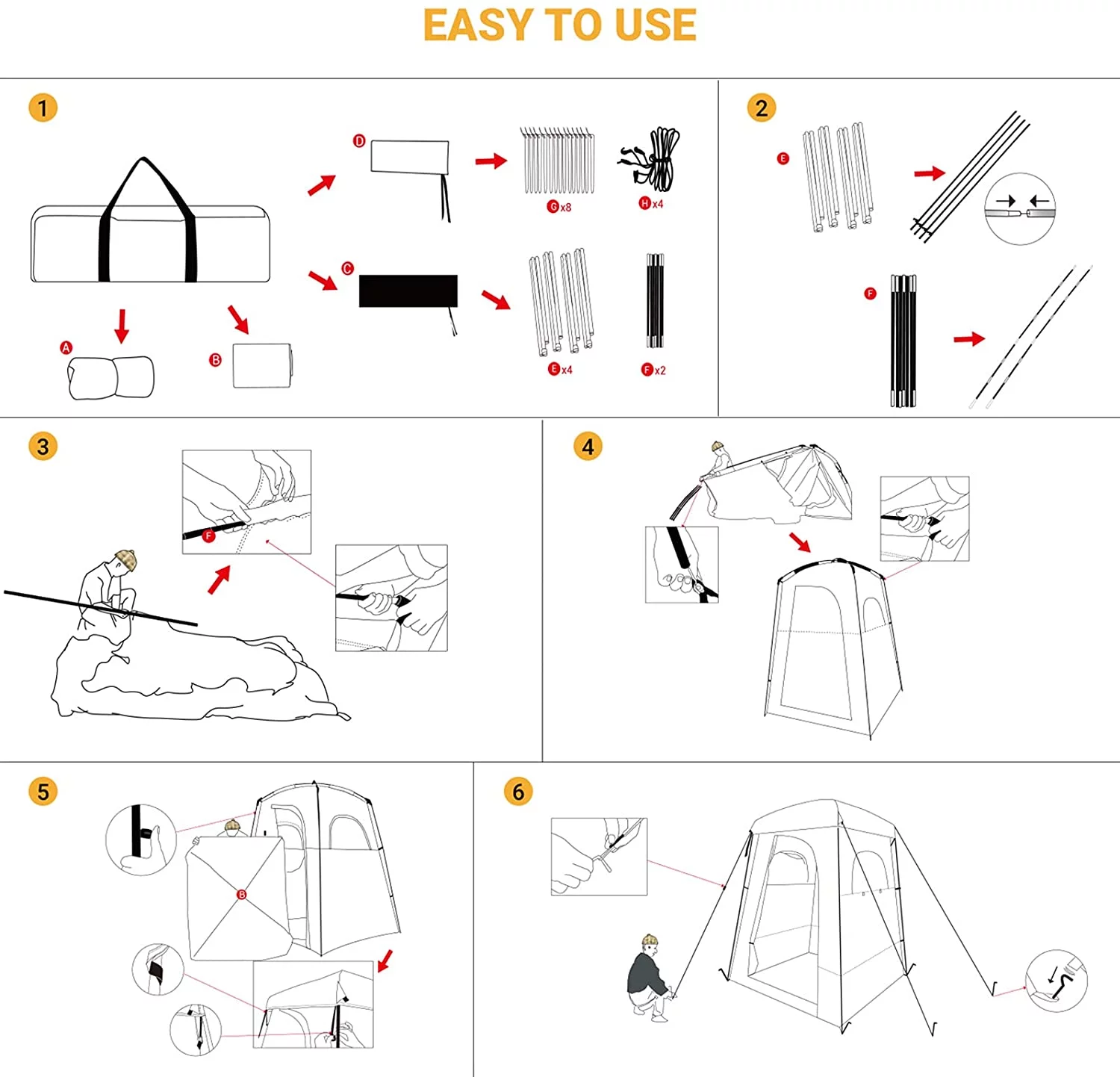 KingCamp Oversized Shower Tent Extra Wide 1 Room with Floor Waterproof Camping Privacy Shelter Easy Set Up Tent for Dressing Changing Toilets Tent, Coffee - Womvr
