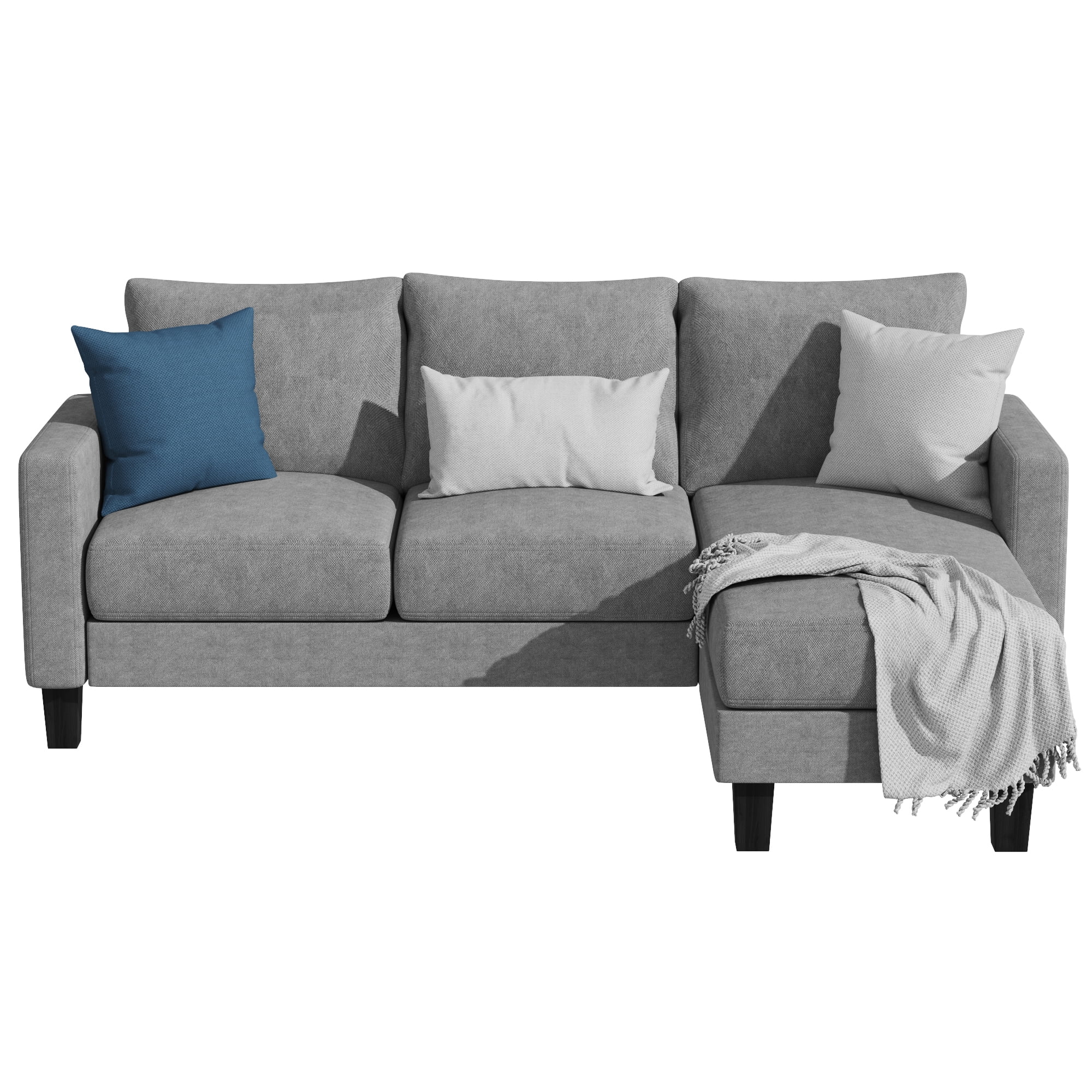 Homall Convertible Sectional Sofa Couch, Modern Linen Fabric L-Shaped Couch 3-Seat Sofa Sectional with Reversible Chaise for Small Living Room, Apartment and Small Space, Dark Gray - Womvr