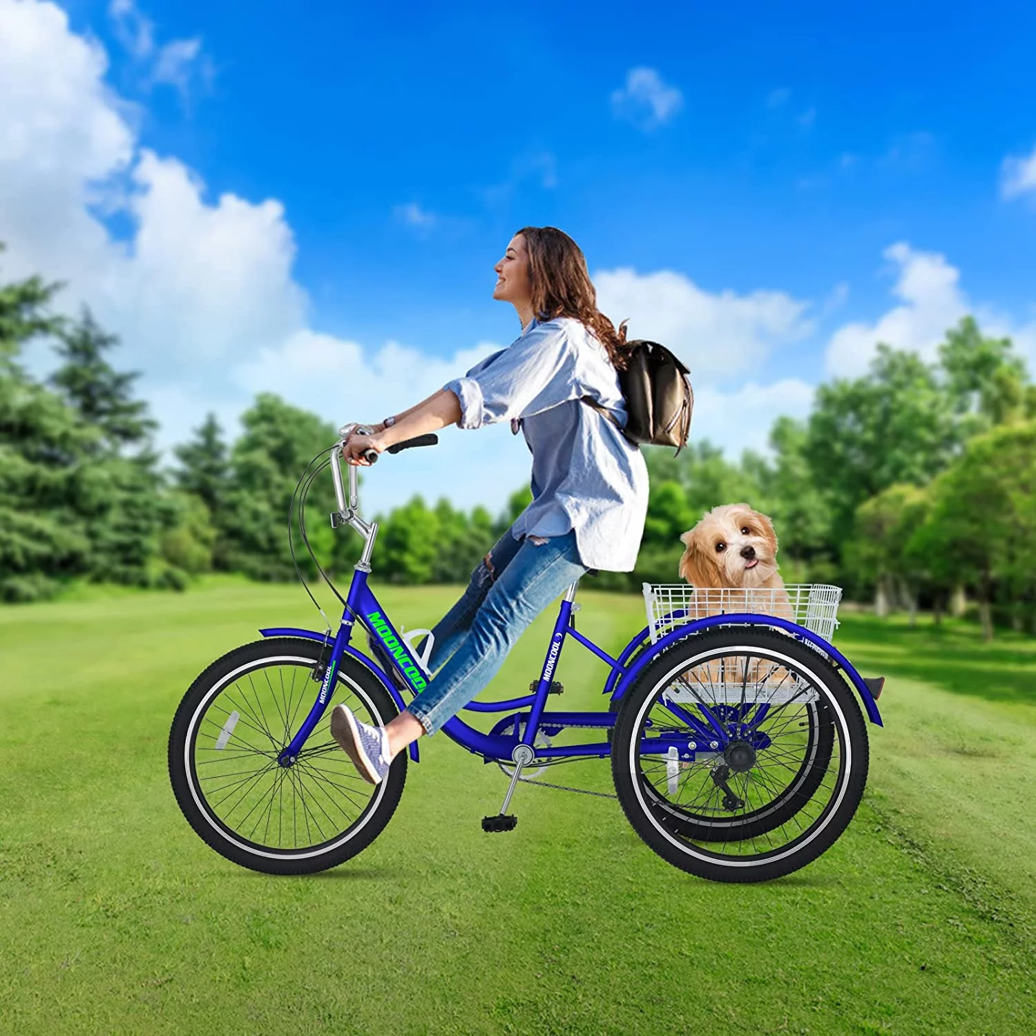 MOONCOOL Adult Tricycles, 3 Wheel 7 Speed Trikes, 20/24/26 inch Adult Trikes 3 Wheeled Bike with Basket for Seniors, Women, Men - Womvr