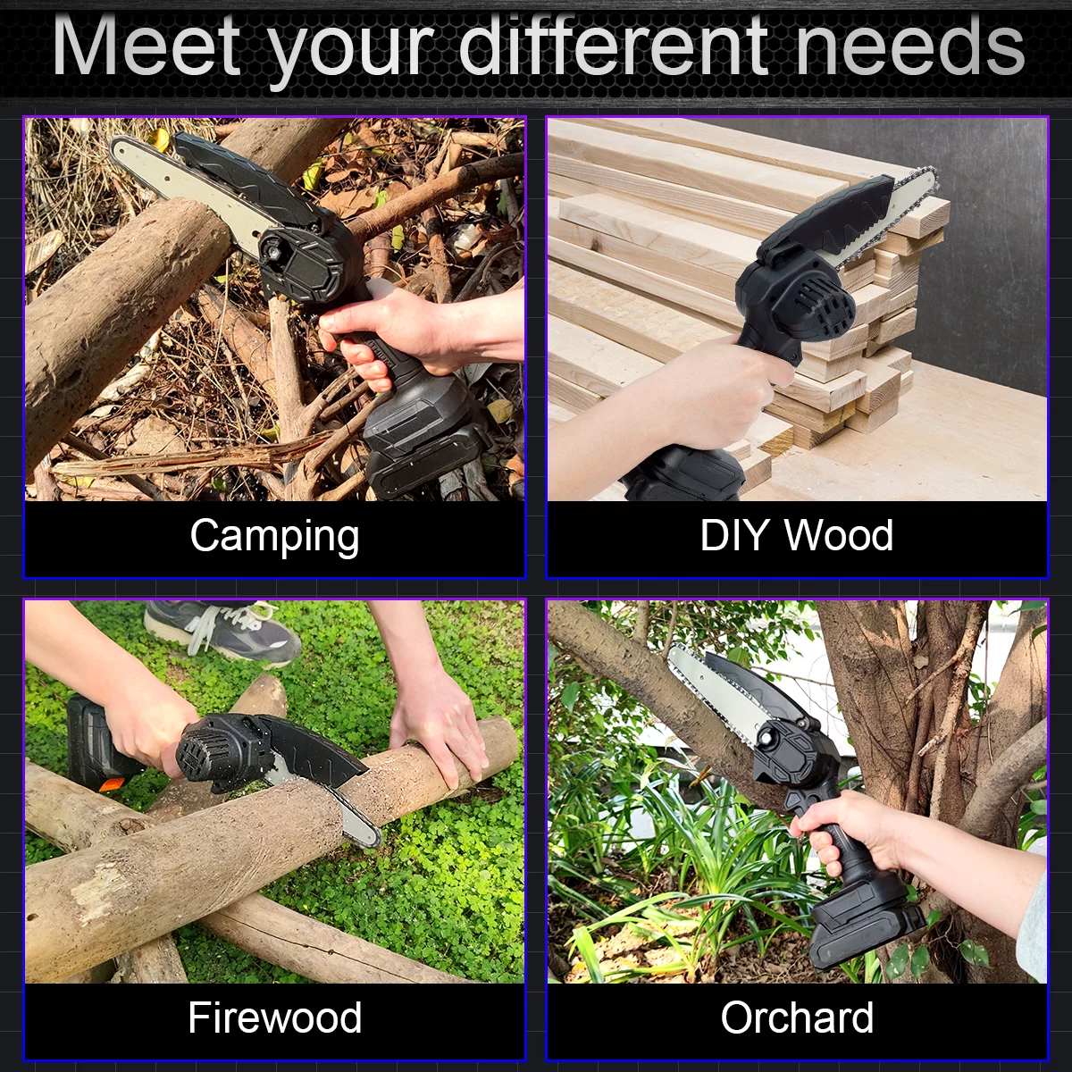 HDJ 6 inch Cordless Mini Chainsaw with 2PCS Batteries,Electric Chainsaw Portable One-Hand for Wood Cutting Tree Branch Trimming - Womvr