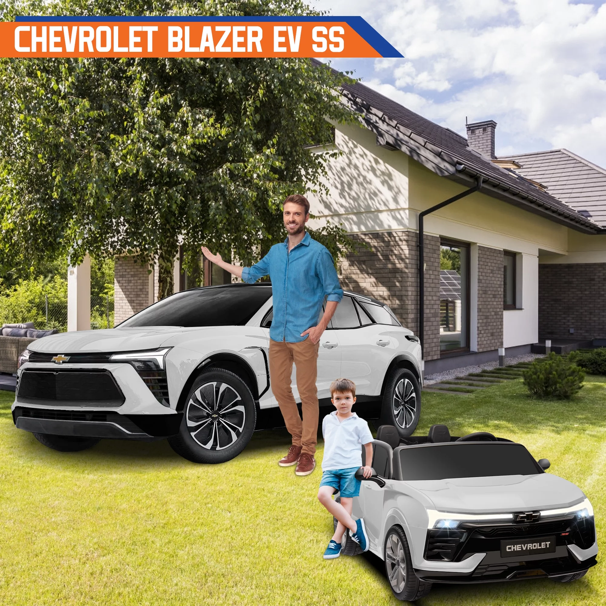 24V Kids Ride on Car, Licensed Chevrolet Blazer EV SS 2 Seater Ride on Toy Truck with Remote, Electric Cars for Kids Boys Girls, LED Lights,MP3 Music, Bluetooth Black - Womvr