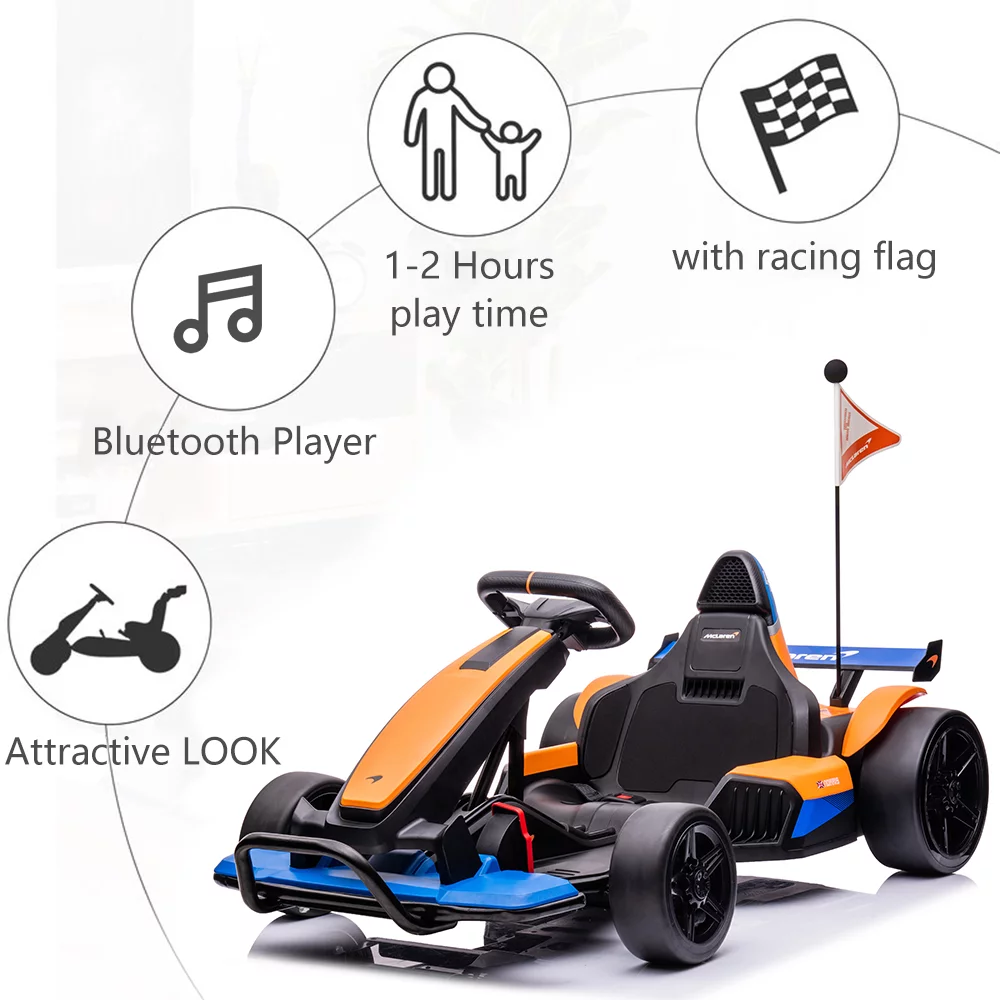 Sesslife 24 V Mclaren Go Kart Powered Ride-On with Bluetooth Function and LED Lights - Womvr