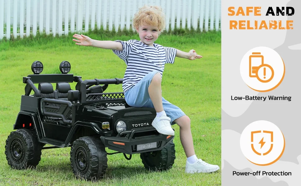 Toyota FJ Cruiser Ride on Car, 12V Powered Off-Road Toys for Kids w/ Remote,Spring Suspension,6 LED Lights,Camo Green - Womvr