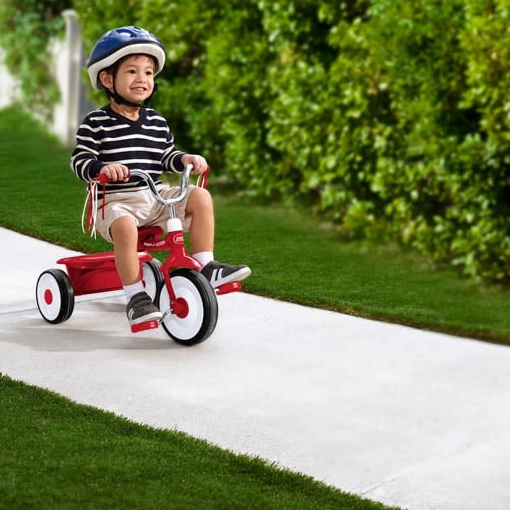 Radio Flyer Ready to Ride Folding Trike Fully Assembled, Red, Boys and Girls Toddler Tricycle - Womvr