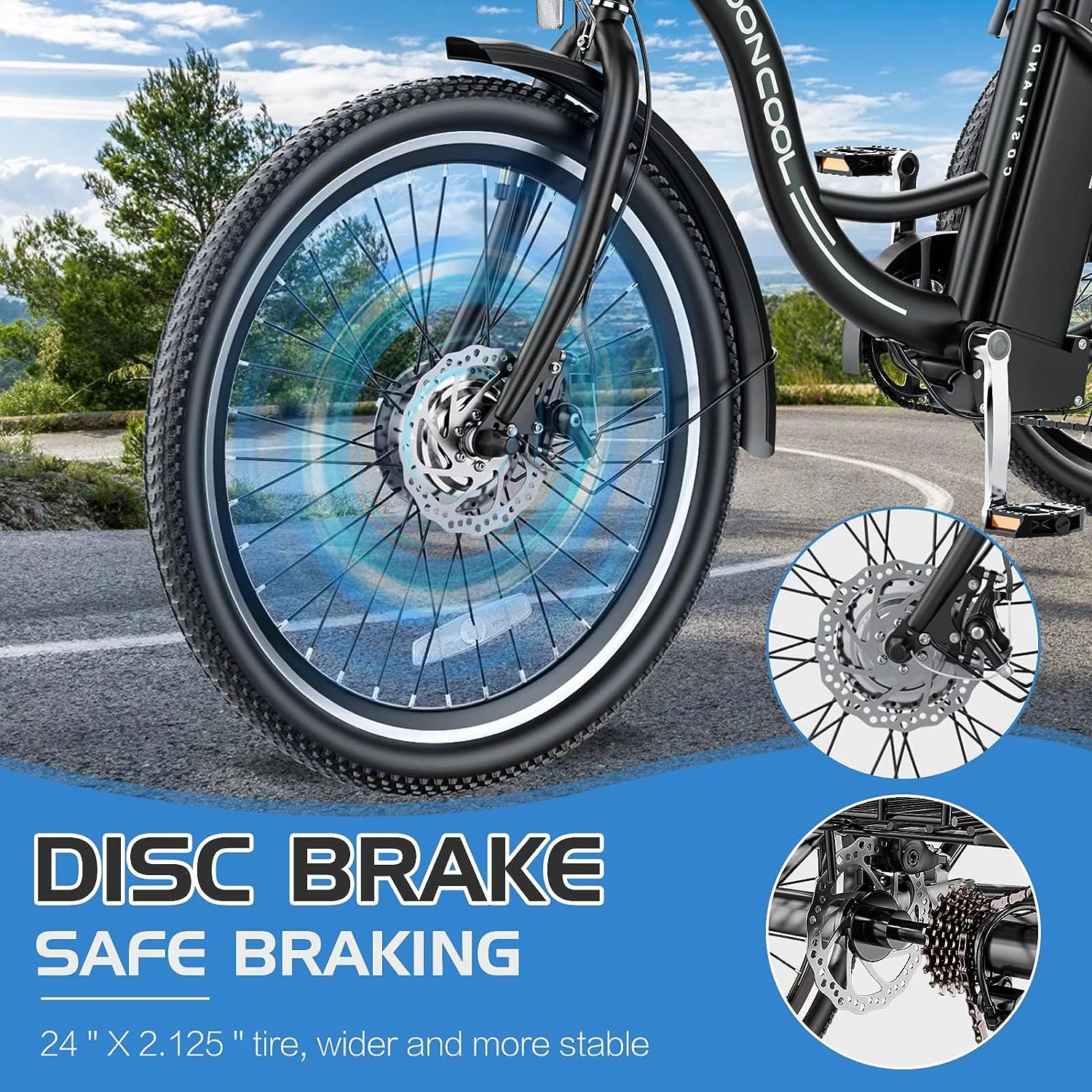 MOONCOOL Electric Tricycle, 350W 36V 24 Inches 7 Speeds 3 Wheels Electric Bikes for Adults, Motorized Electric Trike Three Wheel Electric Bicycle - Womvr