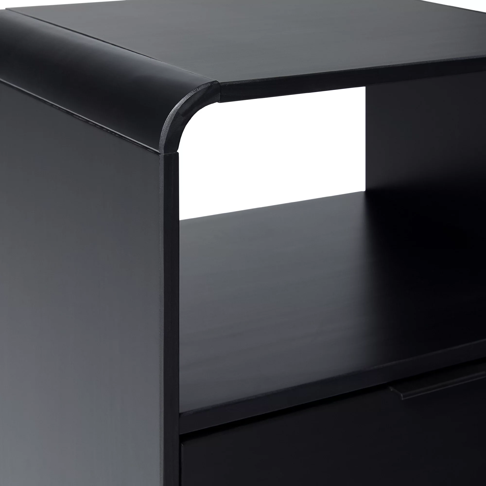 Walker Edison Modern Curved-Frame Solid Wood Nightstand, Brown - Womvr