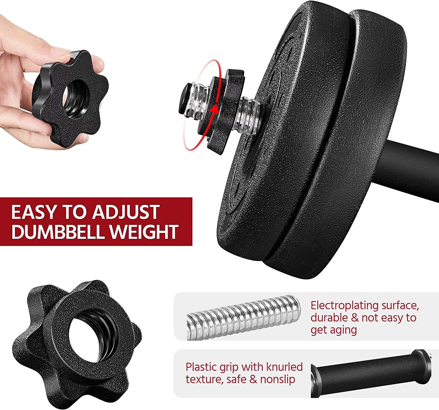 Dumbbells Weight Set 44LB/66LB Adjustable Dumbbell Weights Exercise & Fitness Equipment for Women & Men Gym Home Strength Bodybuilding Training - Womvr
