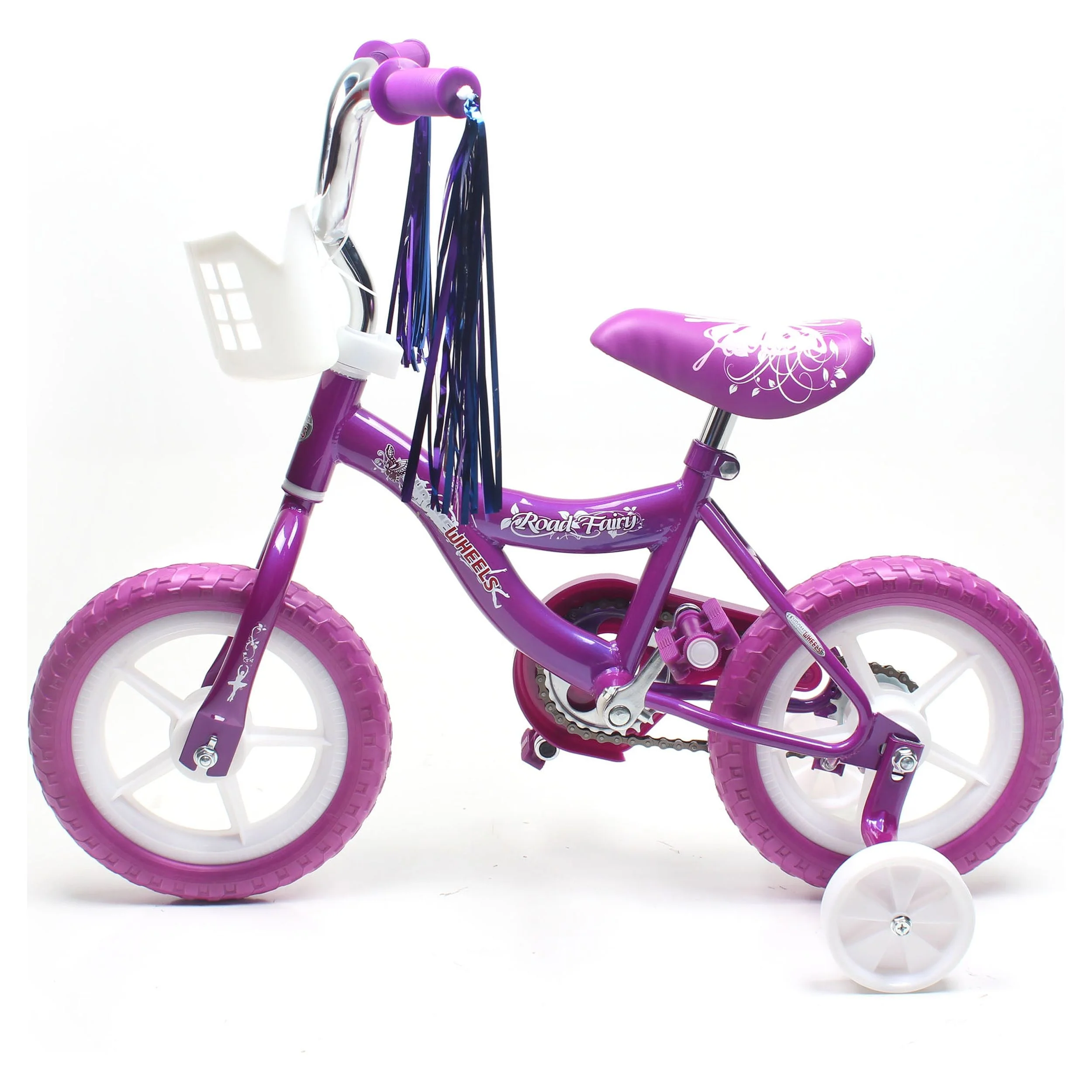 WonderPlay BMX 12 In. Kid's Bike for 2-4 Years Old, Bicycle for Girls with Front Basket, EVA Tires with Training Wheels and Coaster Brake, Purple - Womvr