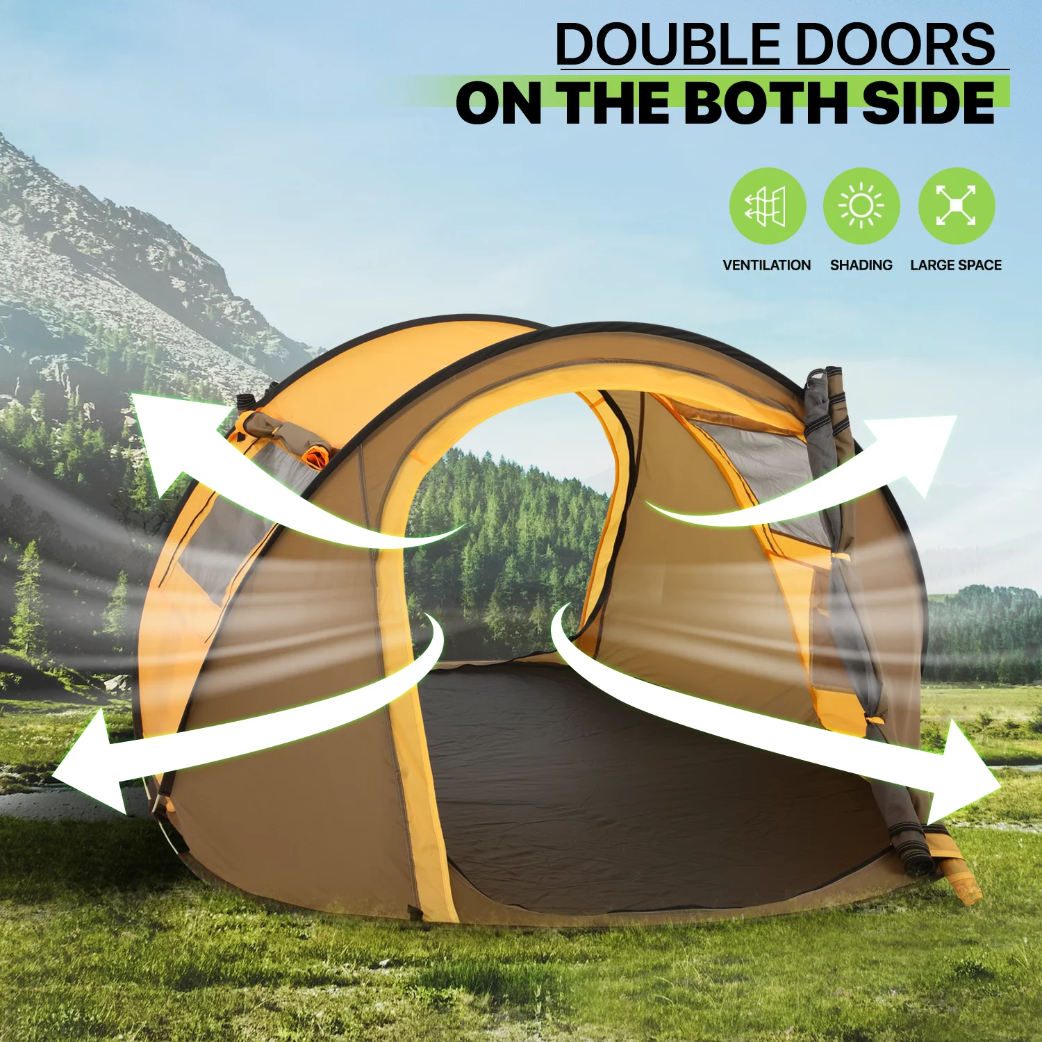 Magshion 3 Person Instant Pop Up Camping Tent, Outdoor Easy Set Up Automatic Family Travel Tent, Portable Backpacking Waterproof Shelter Tent, Blue - Womvr