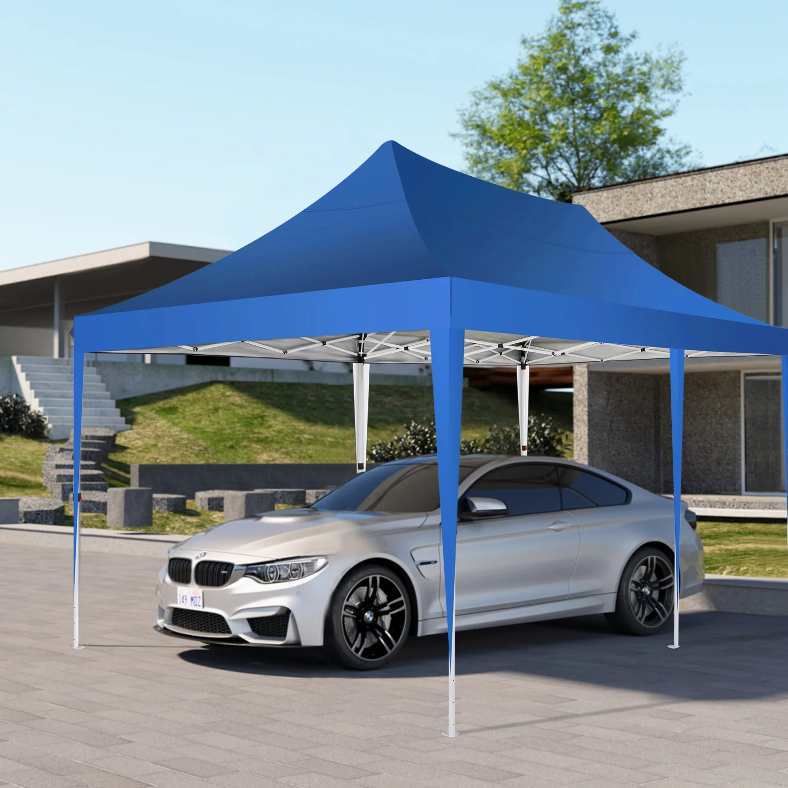 SANOPY 10' x 20' Outdoor Canopy Tent EZ Pop up Canopy Party Tent Outdoor Event Instant Tent Gazebo with 6 Removable Sidewalls & Carry Bag for Camping Wedding Picnic(Blue) - Womvr
