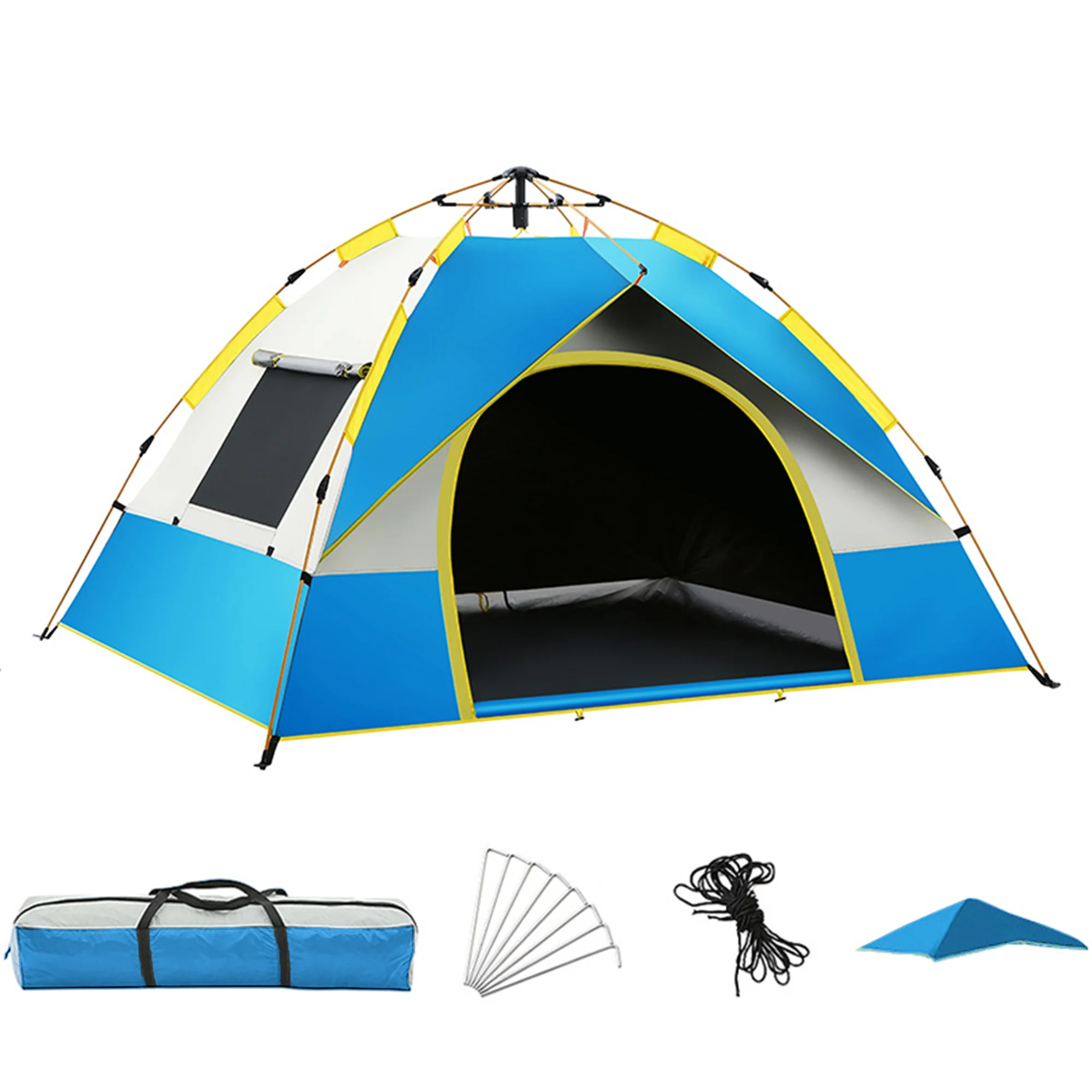 Camping Tent, 4-Person Instant Pop Up Tent with Moisture Proof Mat, Lightweight, Easy Set Up, Foldable, Waterproof, Windproof - Womvr