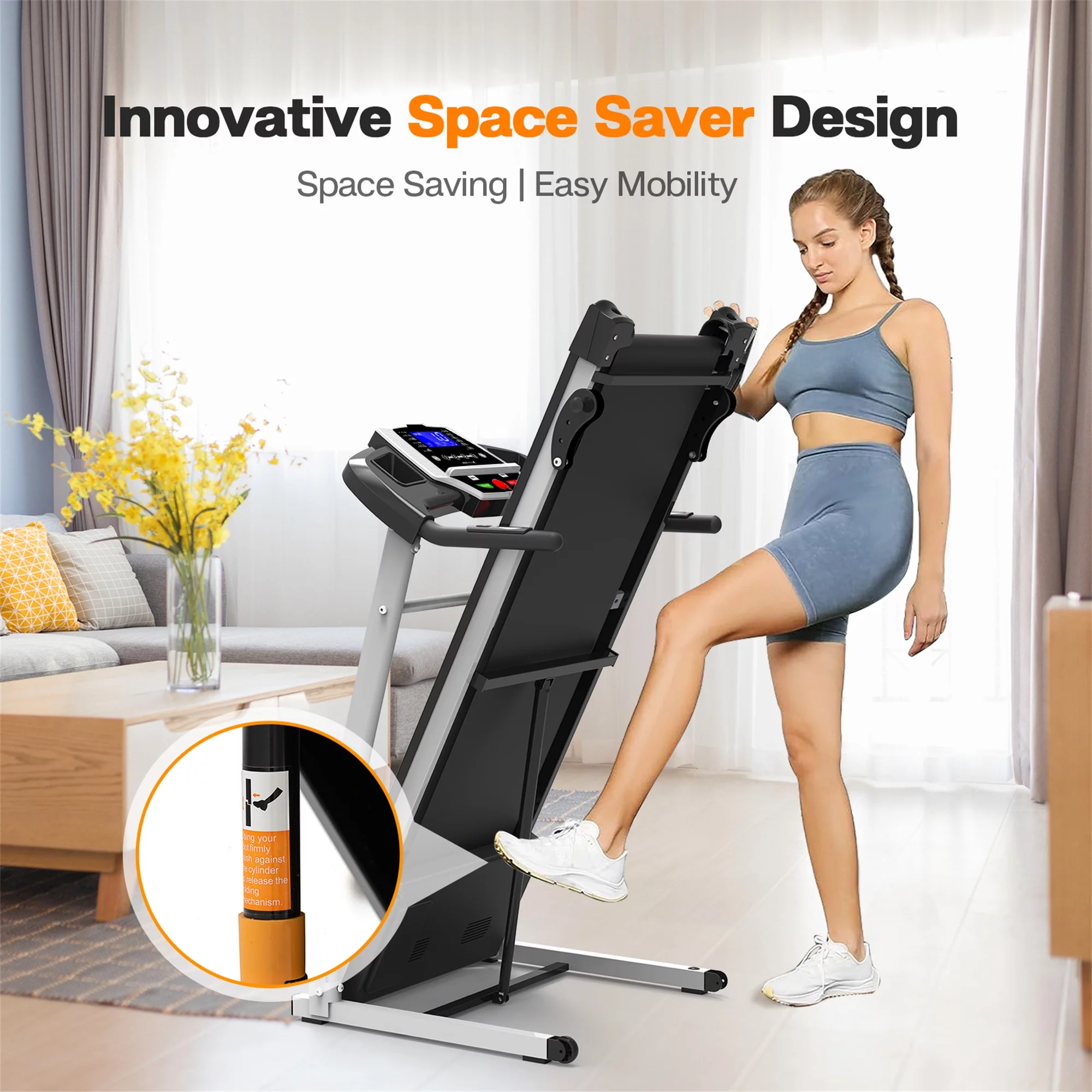 Aukfa Folding Treadmill with Incline, 265 lbs Capacity, 7.5 mph Max Speed for Home Gym Workout - Womvr