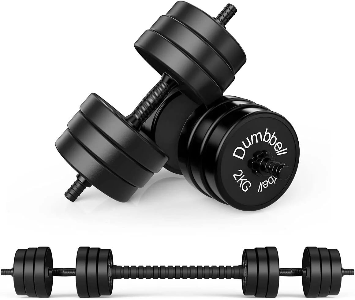 Adjustable Dumbbell Barbell 2 in 1, Neoprene Anti-Slip Handle, Easy Assembly and Save Space, Workout Strength Training Fitness Weight Home Gym��22lbs�� - Womvr