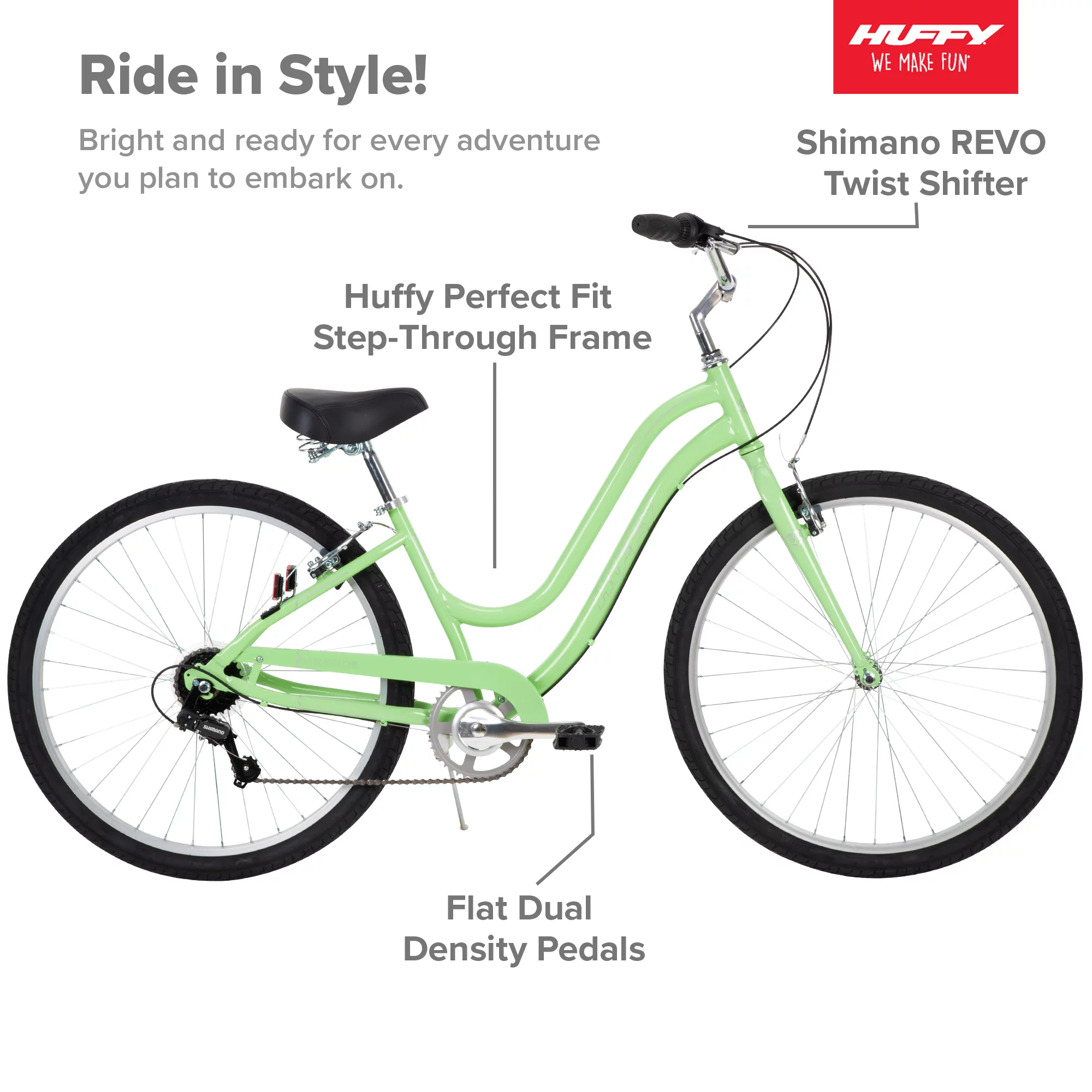 Huffy 27.5 in. Parkside Women's Comfort Bike with Perfect Fit Frame, Ages 13+ Years, Mint - Womvr
