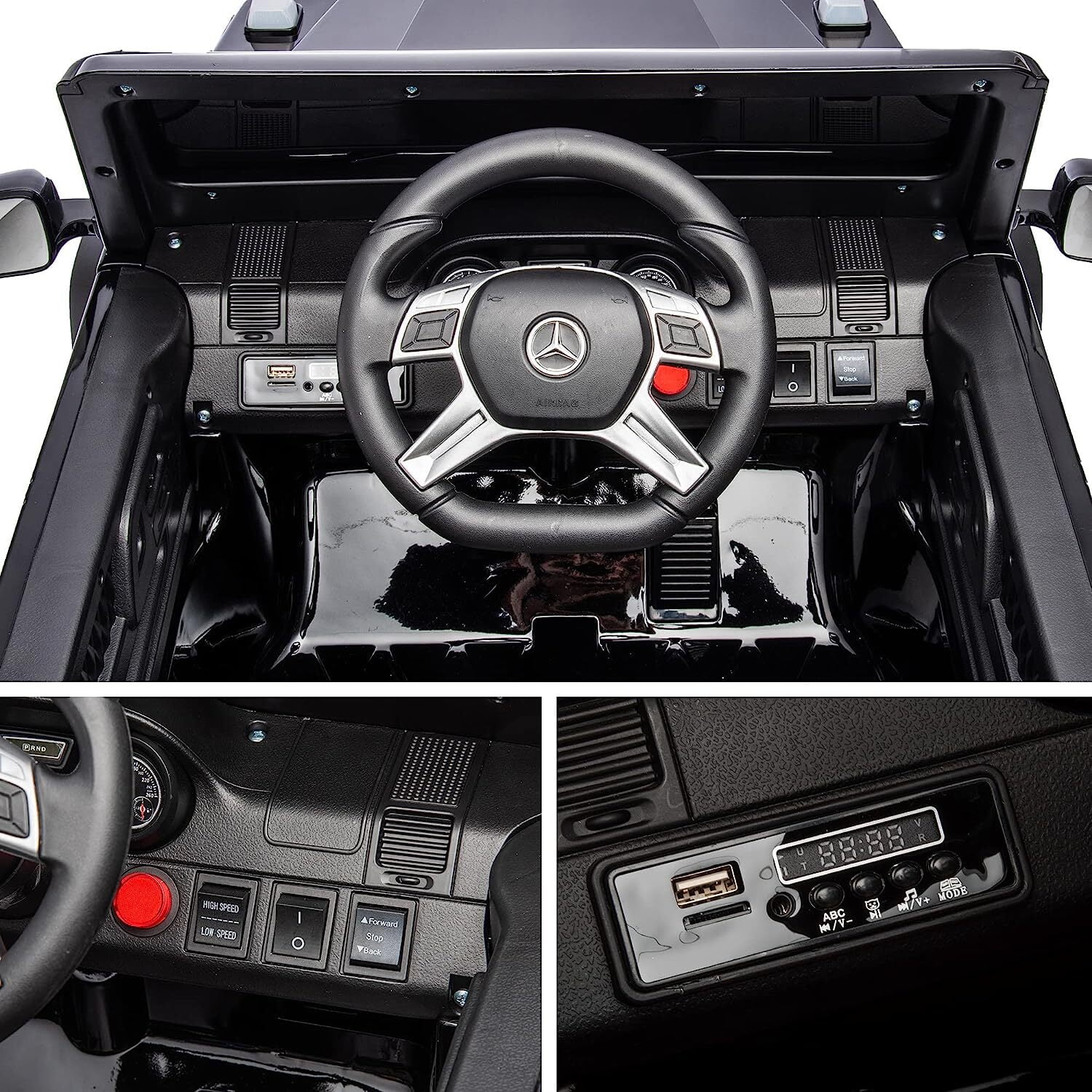 BATE Mercedes Benz 24V Powered Ride On Cars with 6 Wheels, Kids Ride On Toys with Remote Control, MP3 Player,  Red - Womvr