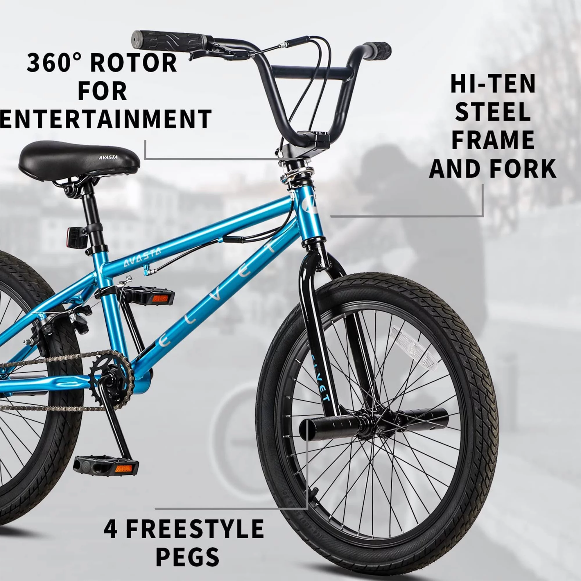 AVASTA 20 Inch Kid BMX Bicycle for Beginner Riders, Ages 8 and Up, Blue - Womvr