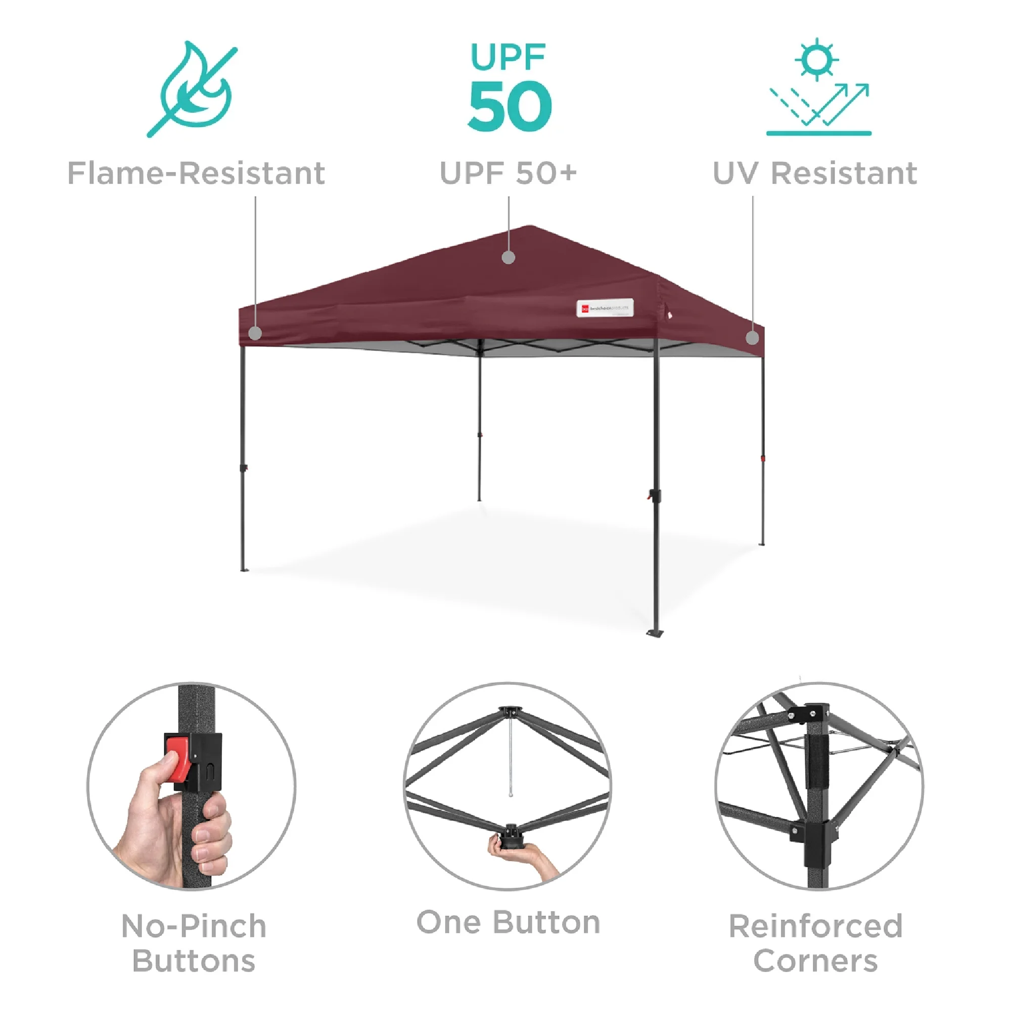 Best Choice Products 10x10ft Easy Setup Pop Up Canopy w/ 1-Button Setup, Wheeled Case, 4 Weight Bags - Cerulean - Womvr