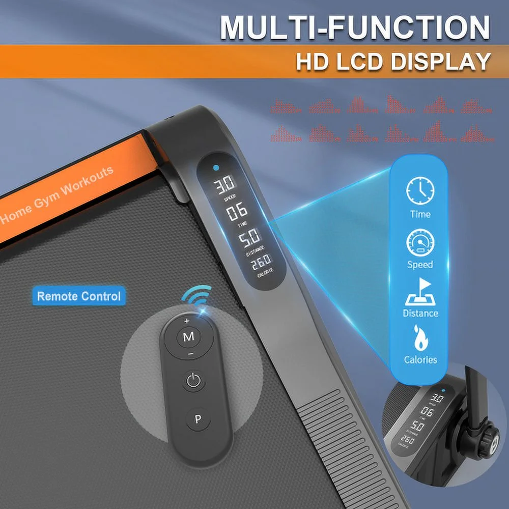 Mini Treadmill 2 in 1 Under Desk Treadmill with Handle, Folding Walking Pad 280 lb Capacity, 2.5HP Portable Treadmill with Remote Control and LED Display, Space Saving Treadmill for Home/Office Use - Womvr