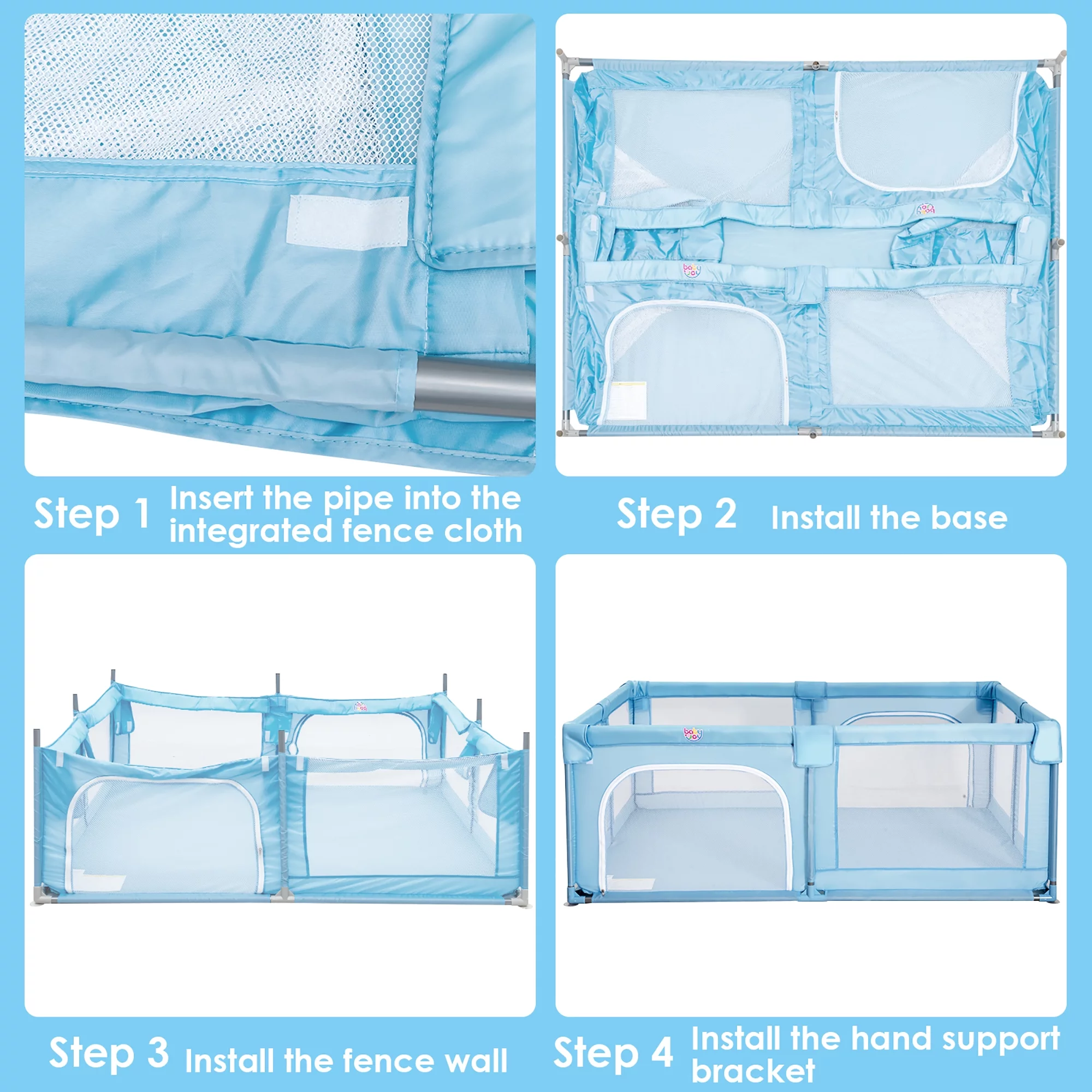 Babyjoy Playpen Extra Large Unisex Kids Baby Activity Center Safety Play Yard with Gate Gray - Womvr