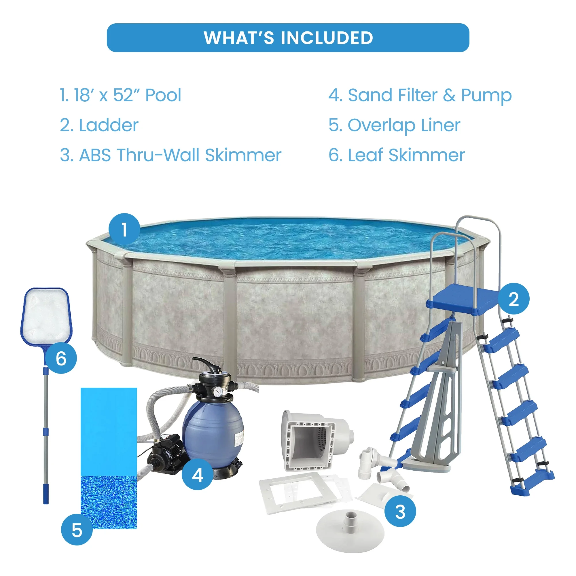 Aquarian Khaki Venetian 18ft x 52in Above Ground Swimming Pool Package - Womvr