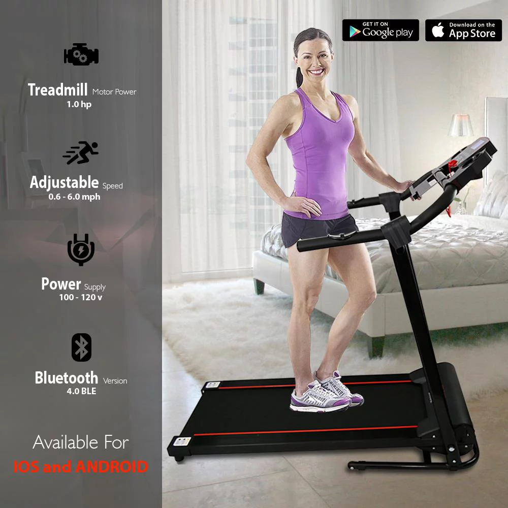 SereneLife Foldable Treadmill Home Fitness Equipment with LCD for Walking & Running 57.32 Pounds - Womvr