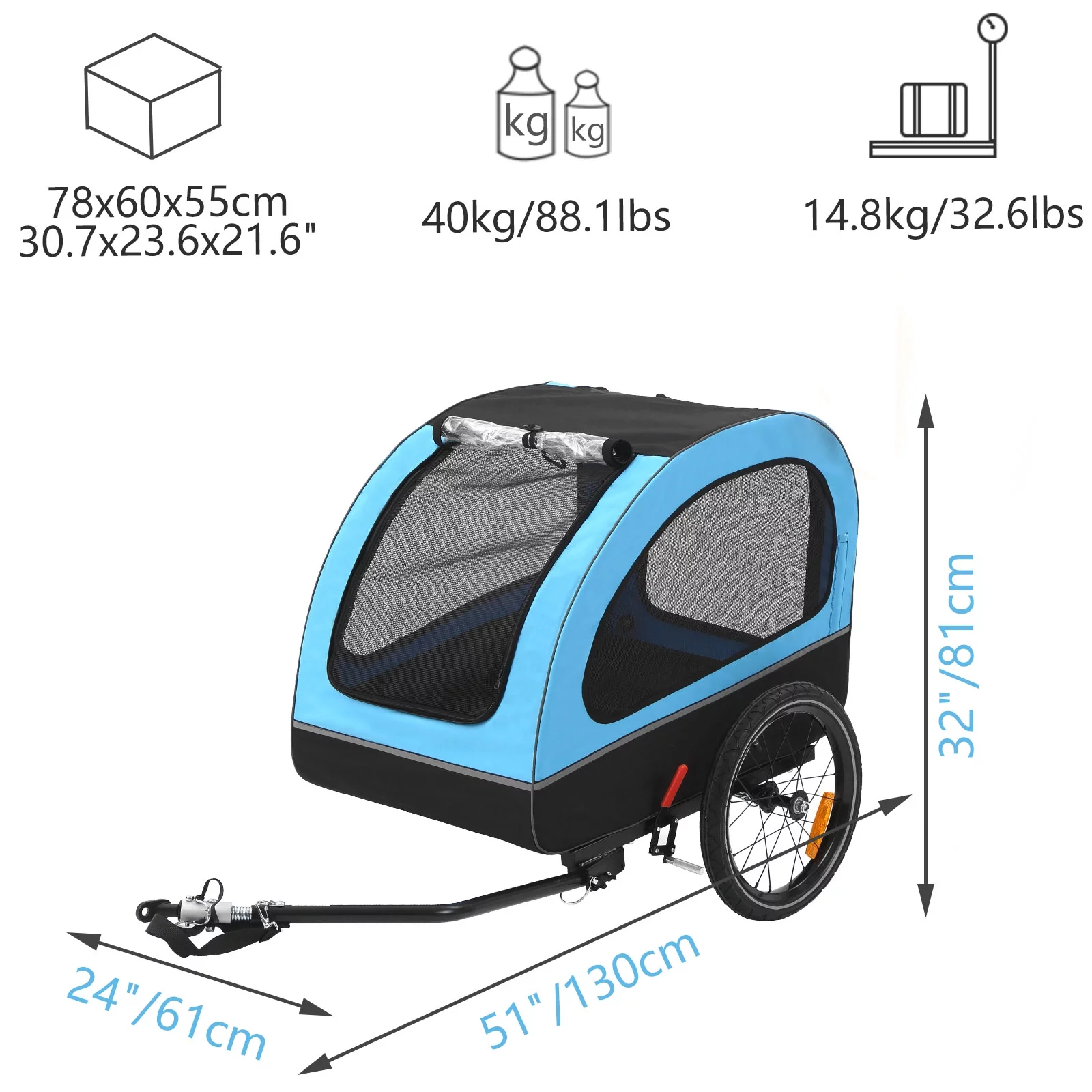 MOJAY Foldable Dog Bike Trailer with Rear Entrance for Small and Medium Pets Under 88 lbs, Outdoor Bike Trailer, Green - Womvr
