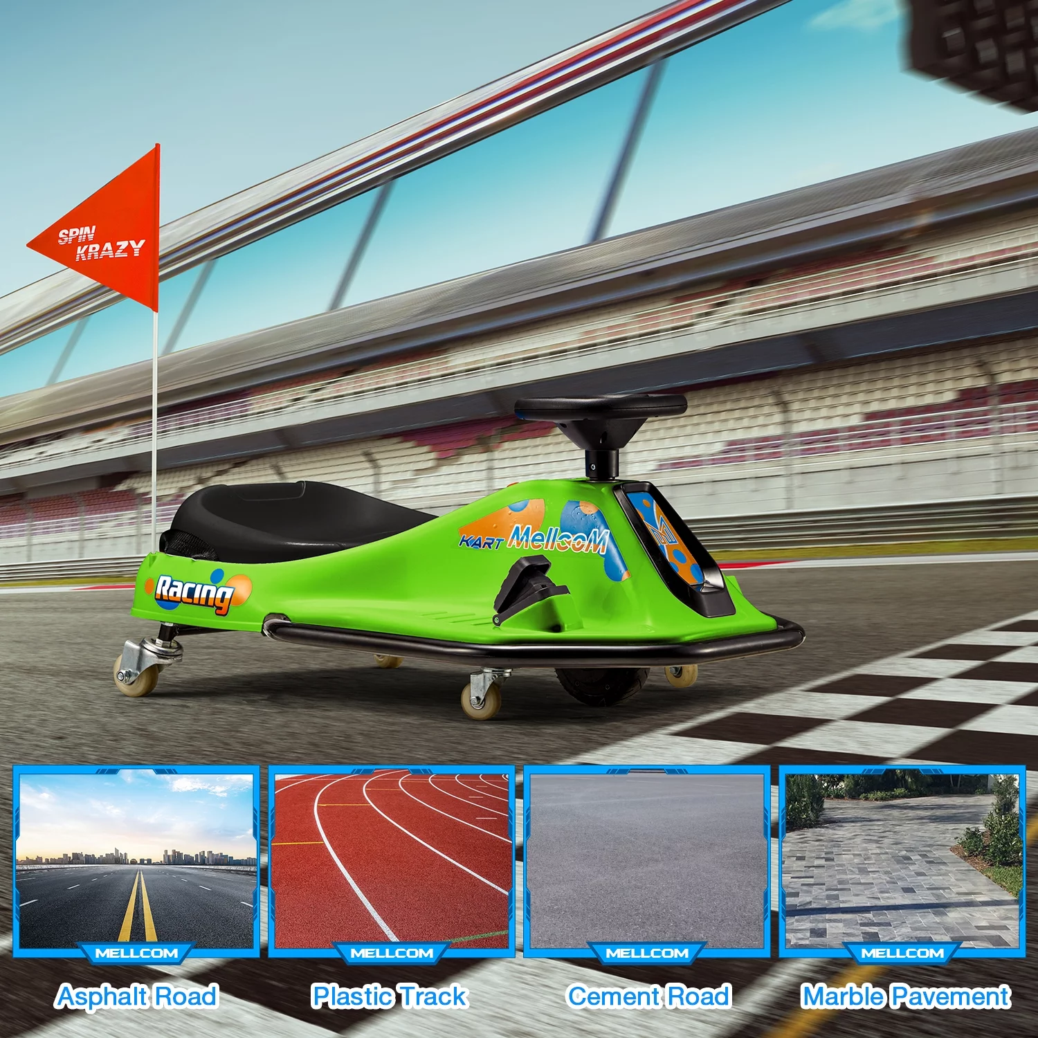 Hommow 12V Ride on Drift Car for Kids,Electric Drifting Go-Kart with Acceleration Pedal, Music, Bluetooth, LED Lights,Christmas Gift for 4-18Years Old,Blue - Womvr