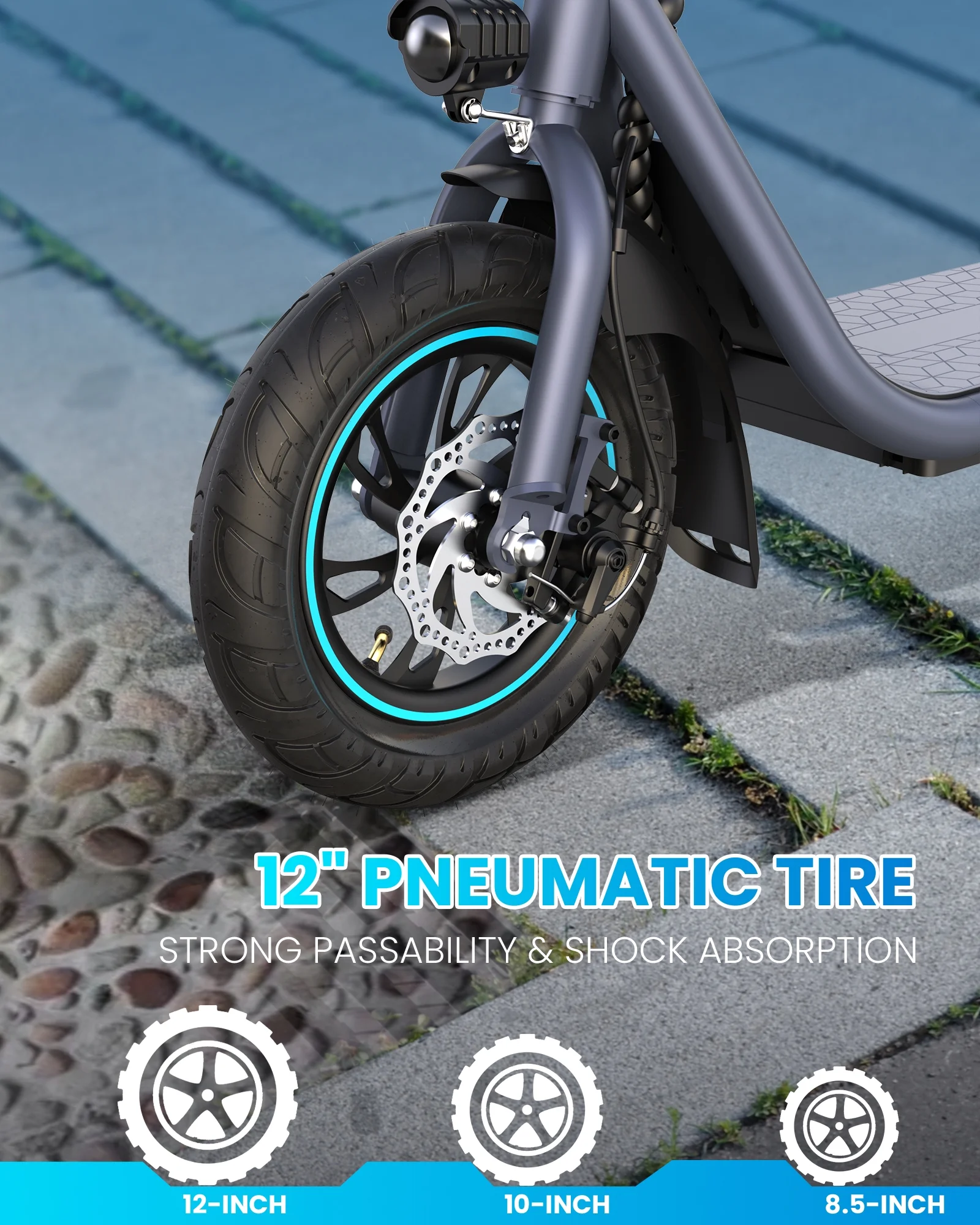 Kistp 550W Electric Scooter for Adults, 12 inch Commuter Electric Scooter with Basket and Wide Deck - up to 20 Miles 18.6MPH-Blue - Womvr