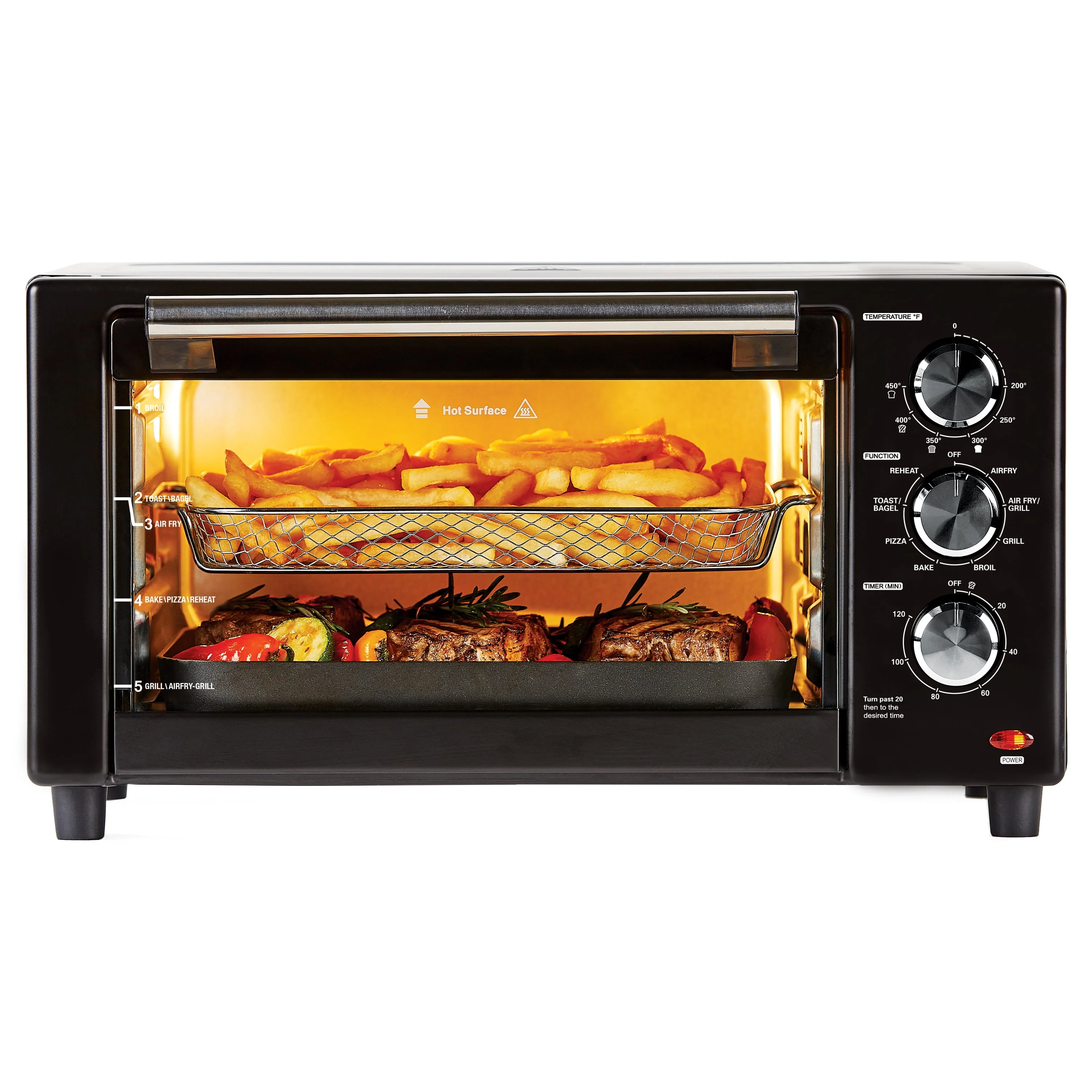 PowerXL Air Fryer Grill Plus, Toaster Oven, Black, 1500 Watts - Womvr