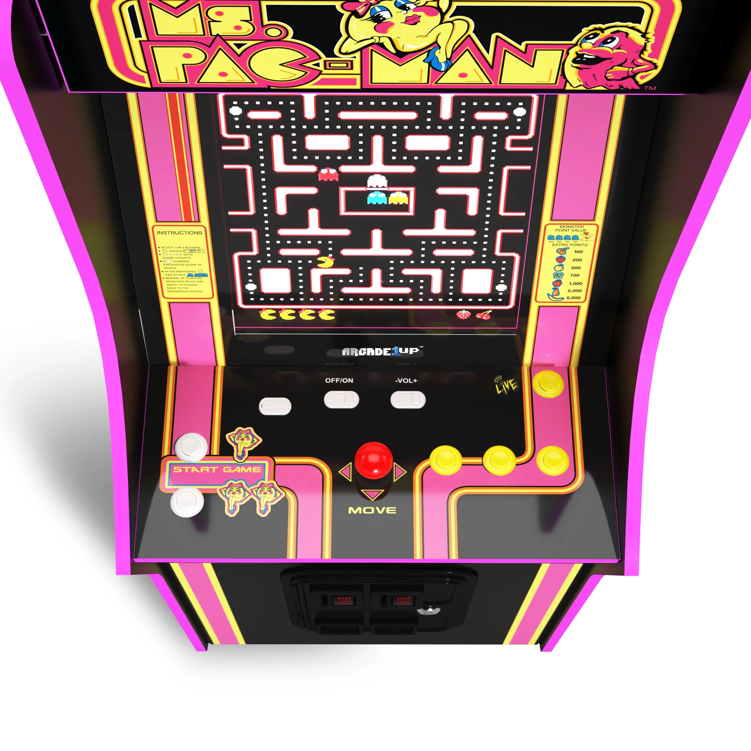 Arcade1Up Ms. PAC-MAN Classic Arcade Game, built for your home, 4-foot-tall stand-up cabinet, 14 classic games, and 17-inch screen - Womvr