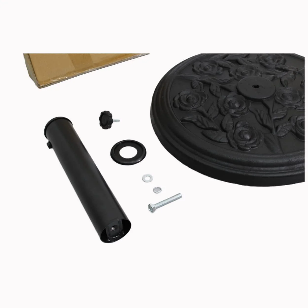 S4O Heavy Duty Round Outdoor Patio Pool Umbrella Base Stand w/ Black Rose Design - Womvr