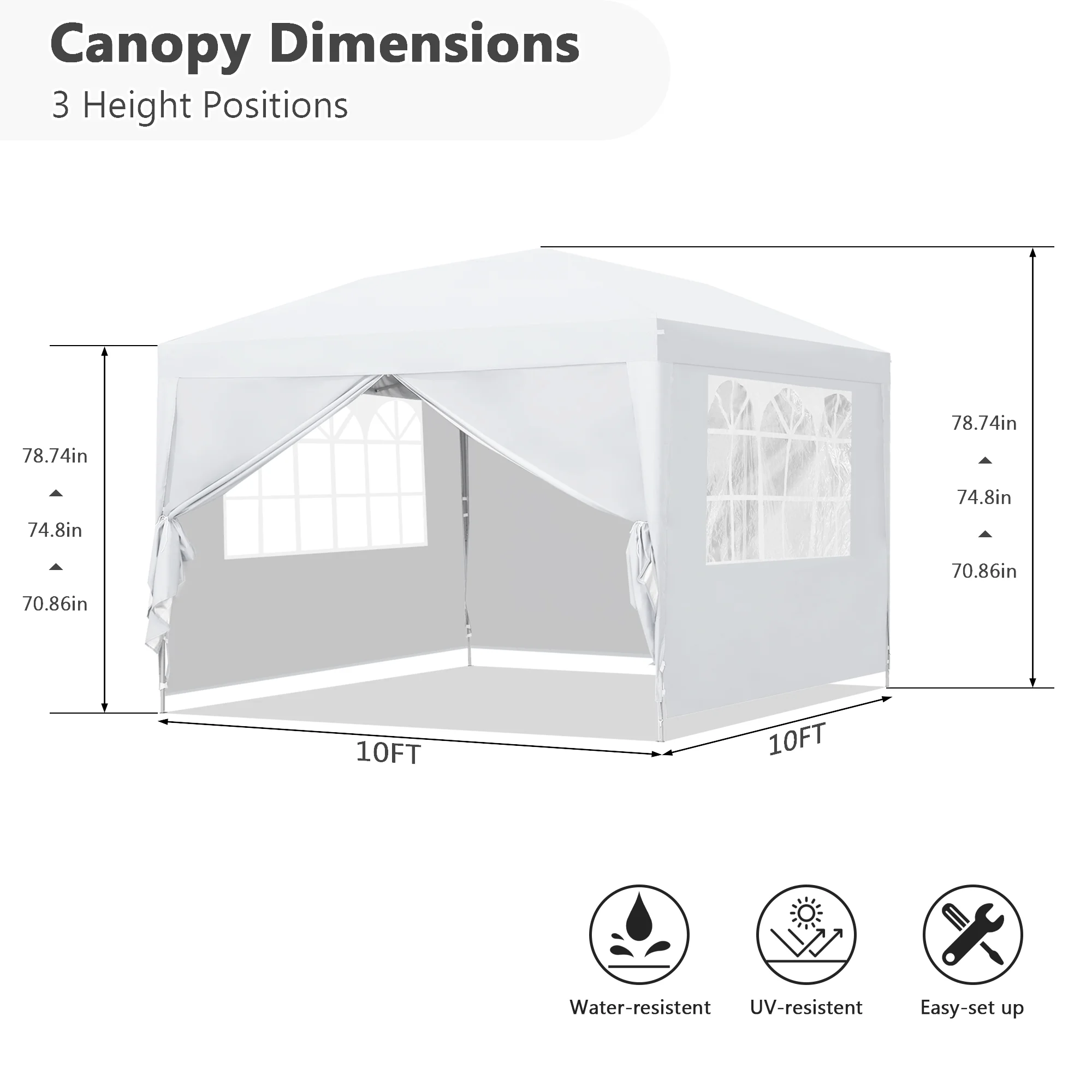 Outdoor Basics 10 ft x 10 ft Pop Up Canopy Tent with Carry Bag, Shade Canopy, Great for Picnic, Yard, Beach, Park, Camping, White - Womvr