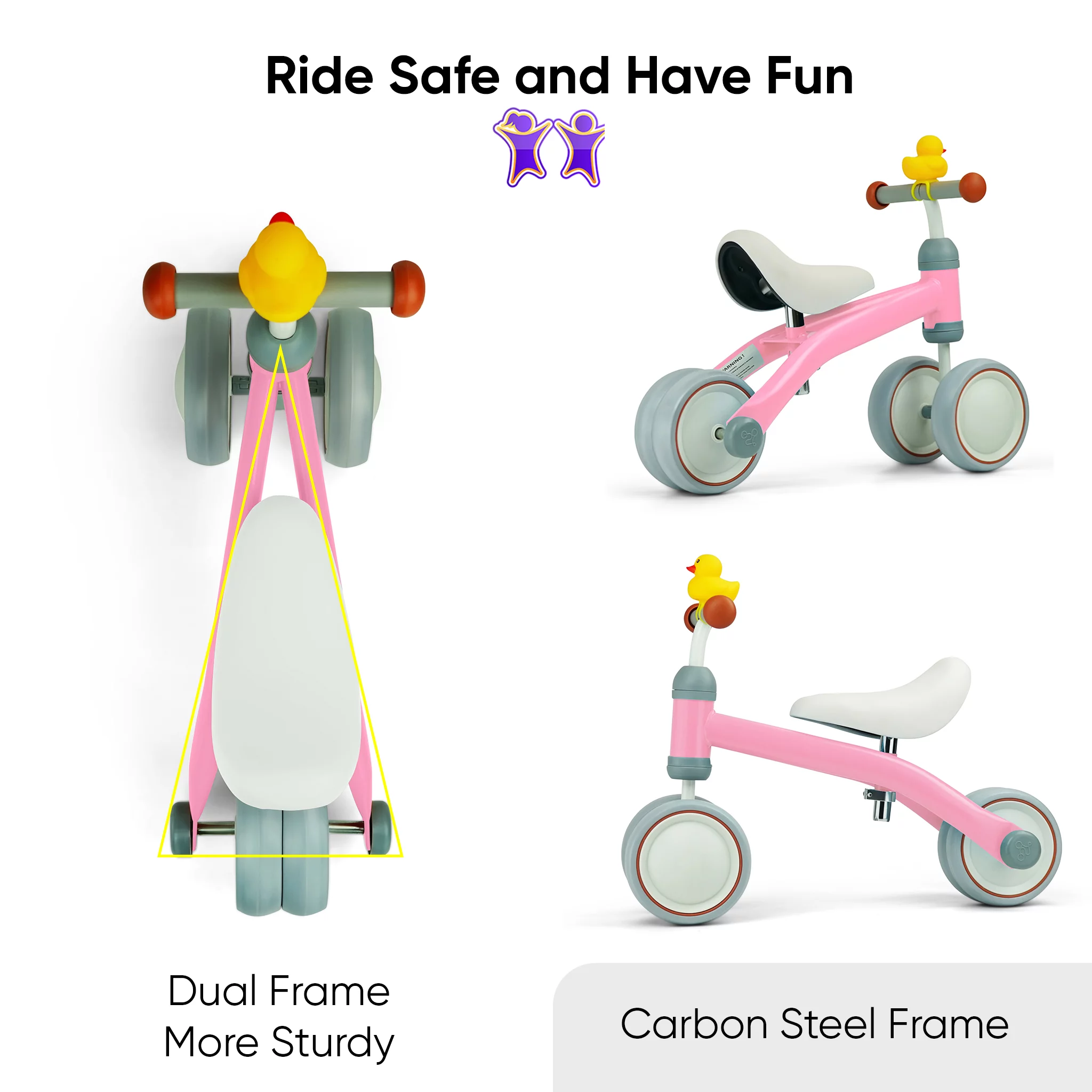 KRIDDO Baby Balance Bike for 1-2 Year Old Boy and Girl Gifts, Toddler Mini Bike for One Year Old First Birthday Gifts Baby Toys 12 Months to 2.5 Year Old, White - Womvr