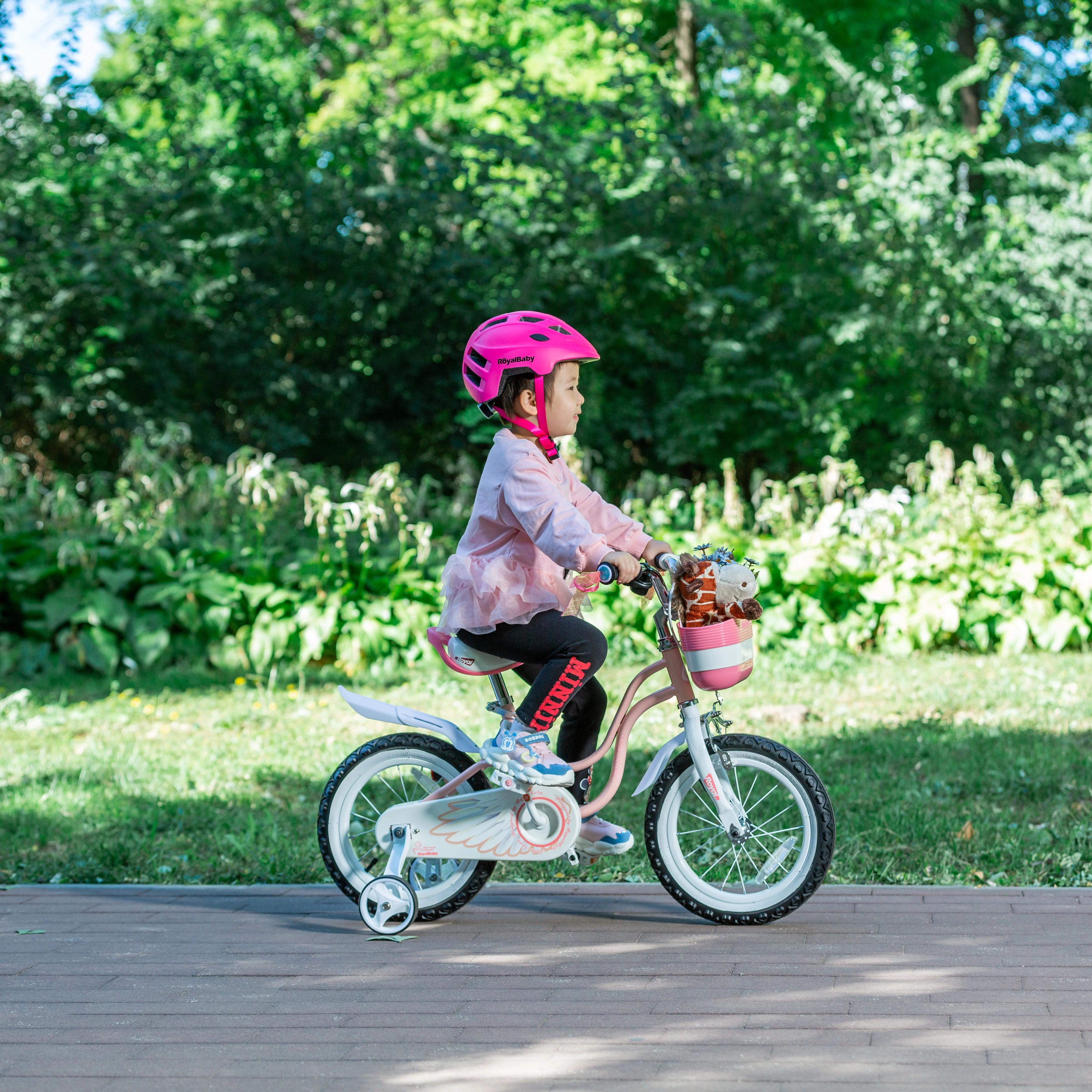 Royalbaby Little Swan Red 14 Girl's Bicycle with Training Wheels and Basket - Womvr