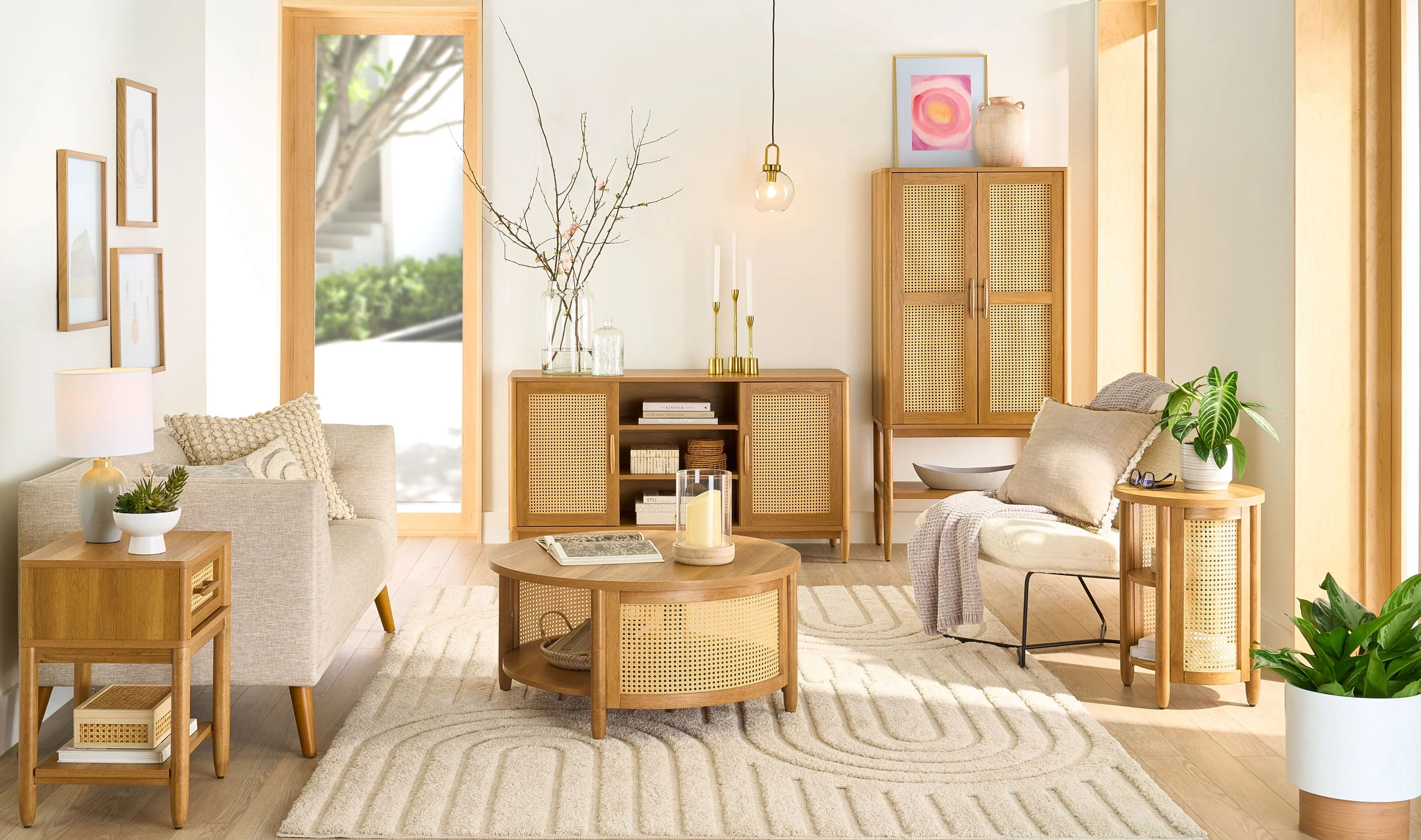 Better Homes & Gardens Springwood Caning Nightstand, Light Honey Finish - Womvr
