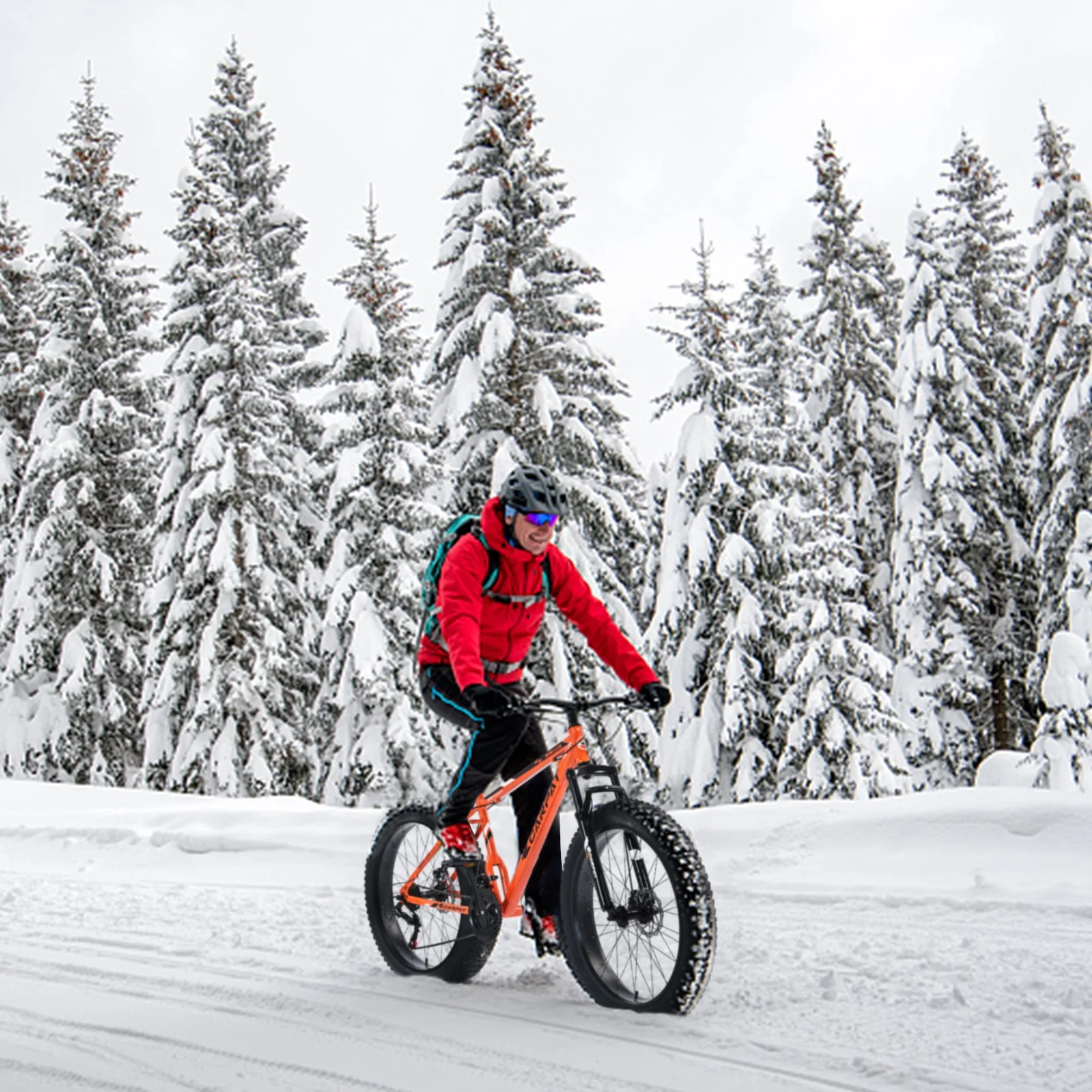 CIYOYO 24 inch Fat Tire Mountain Bike, Shimano 7 Speeds Bike for Adult, Dual Disc Brake,Orange - Womvr